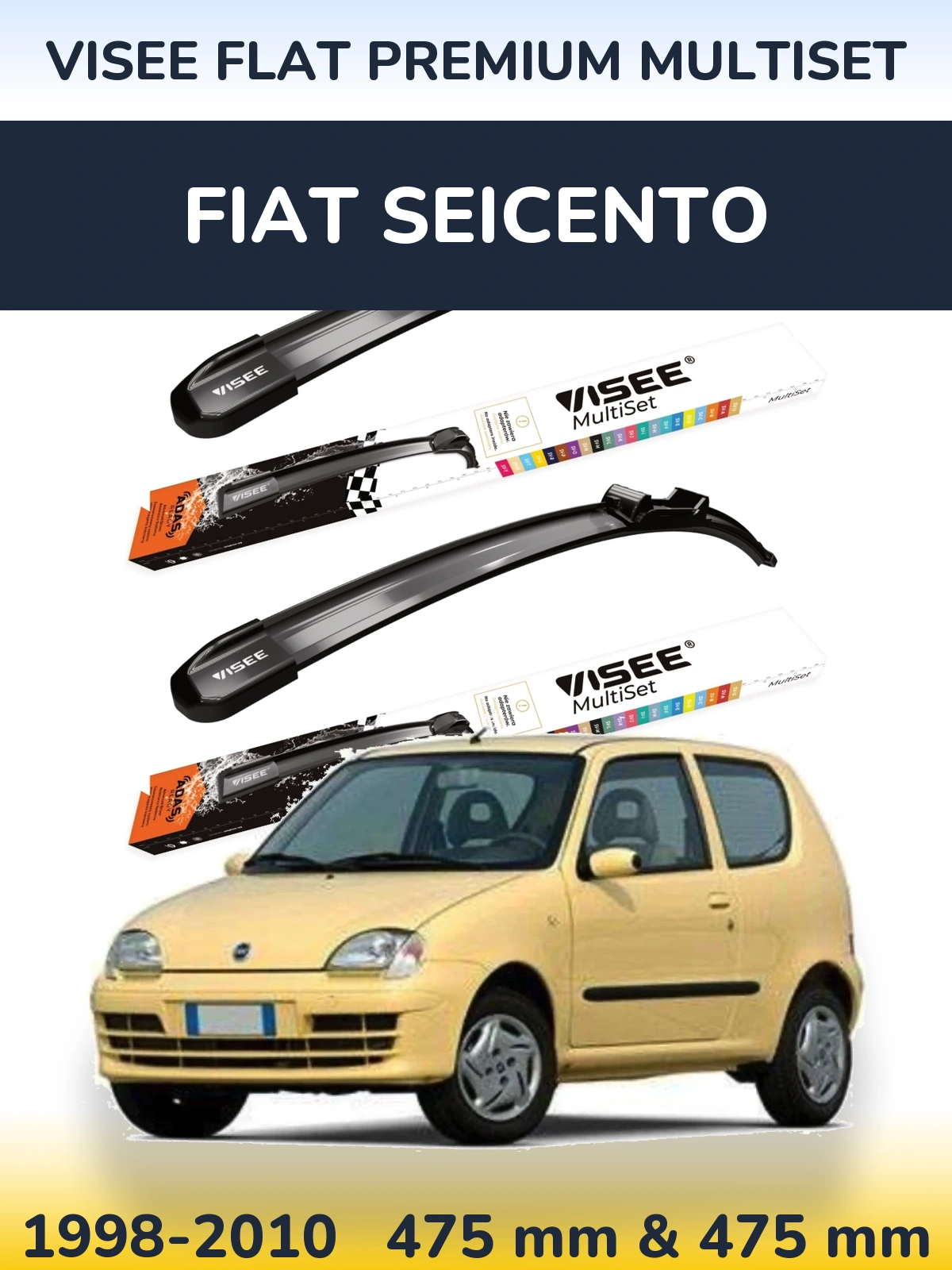 Torkarblad VISEE FLAT PREMIUM MultiSet för Fiat Seicento
