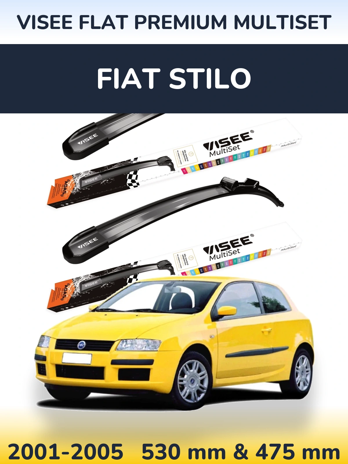 Torkarblad VISEE FLAT PREMIUM MultiSet för Fiat Stilo