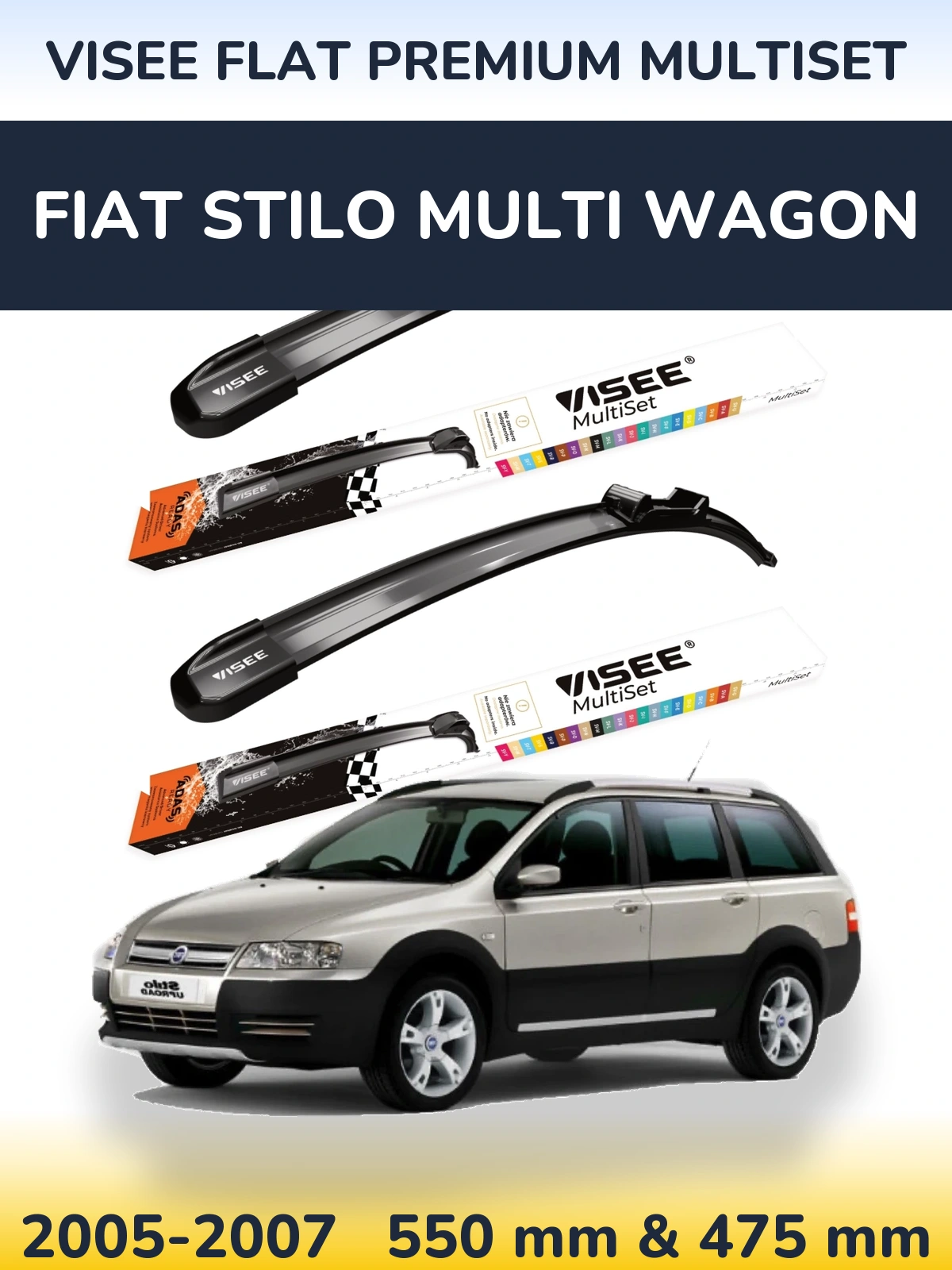 Torkarblad VISEE FLAT PREMIUM MultiSet för Fiat Stilo Multi Wagon