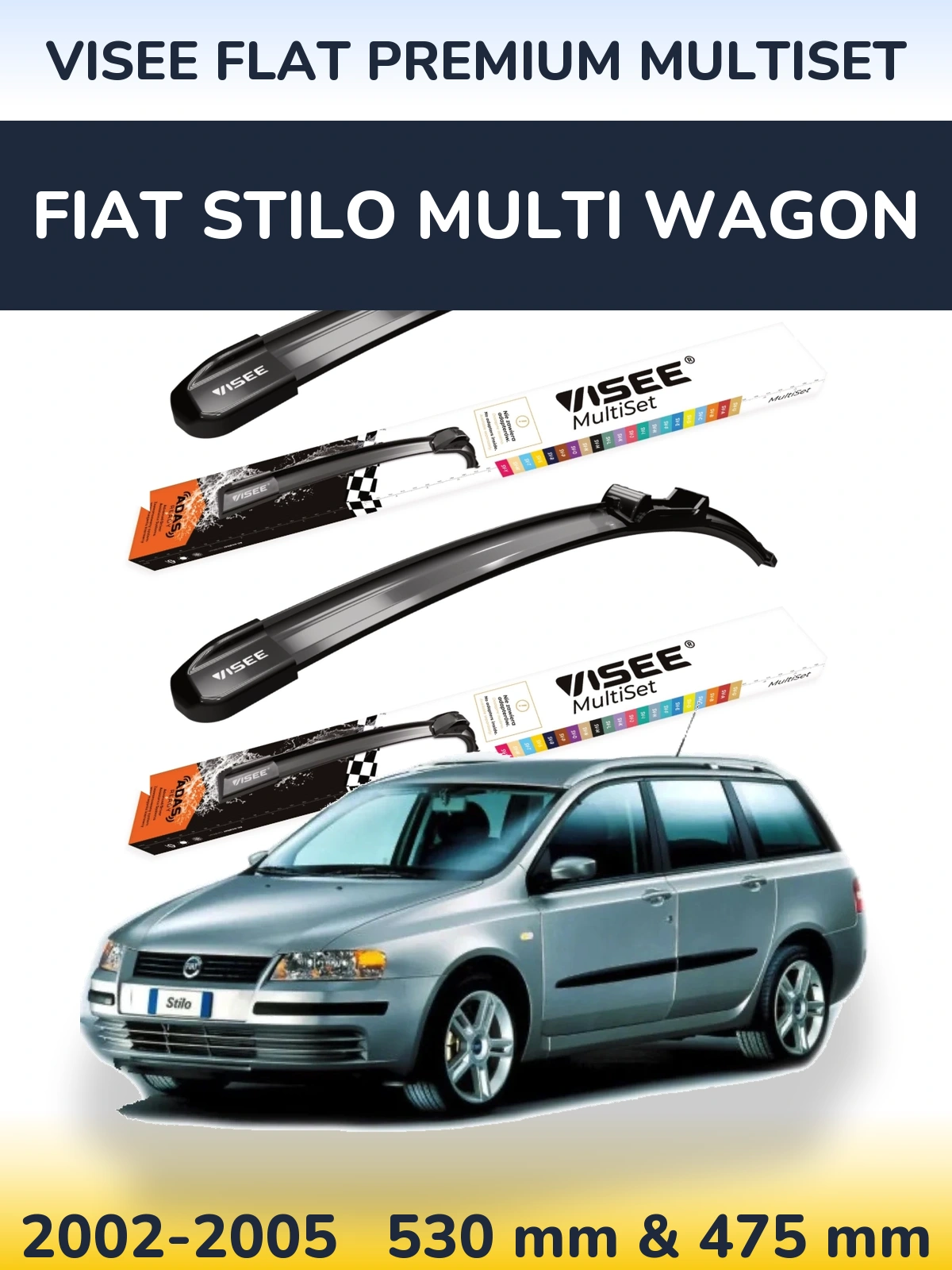 Torkarblad VISEE FLAT PREMIUM MultiSet för Fiat Stilo Multi Wagon