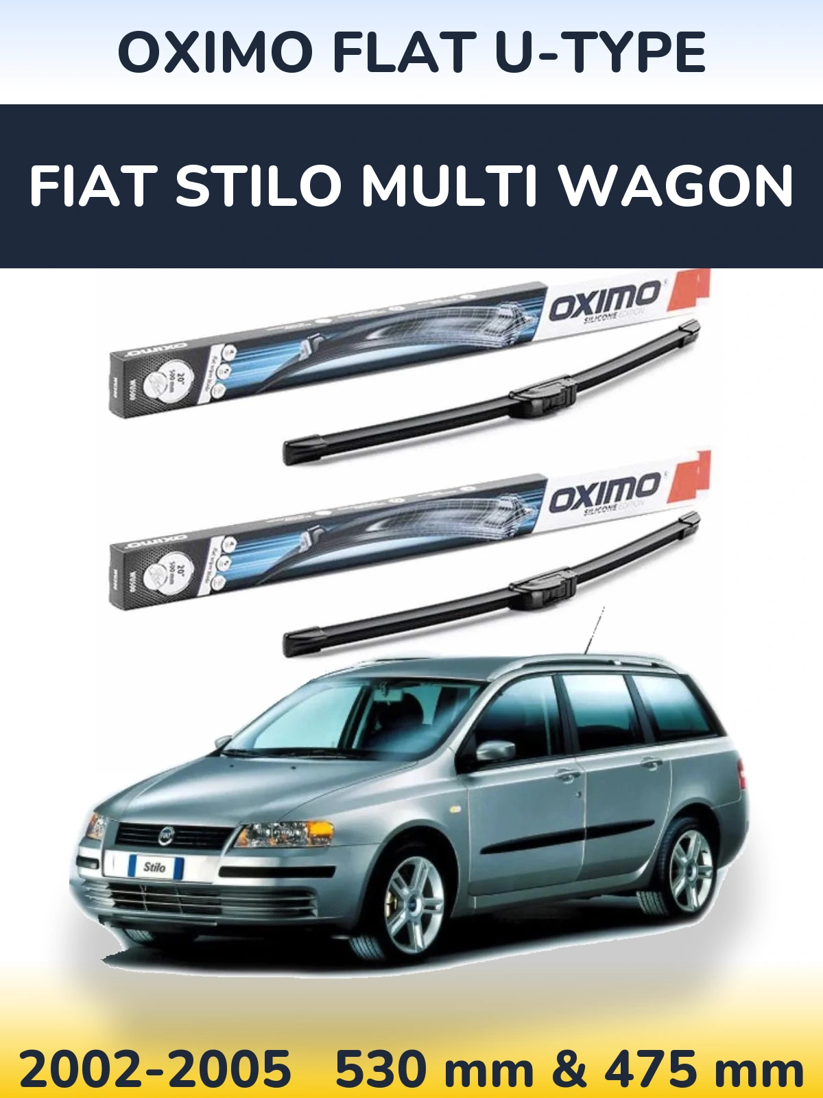 Torkarblad Oximo Flat U-type för Fiat Stilo Multi Wagon
