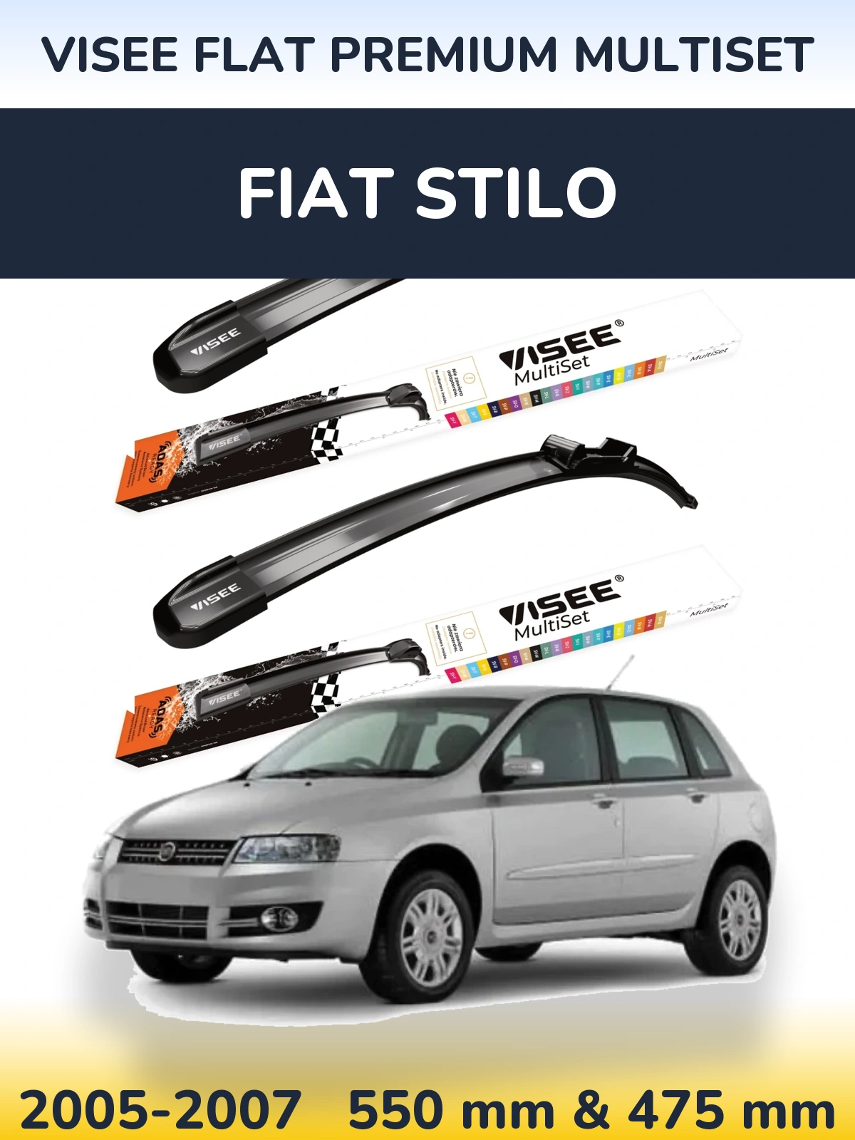 Torkarblad VISEE FLAT PREMIUM MultiSet för Fiat Stilo