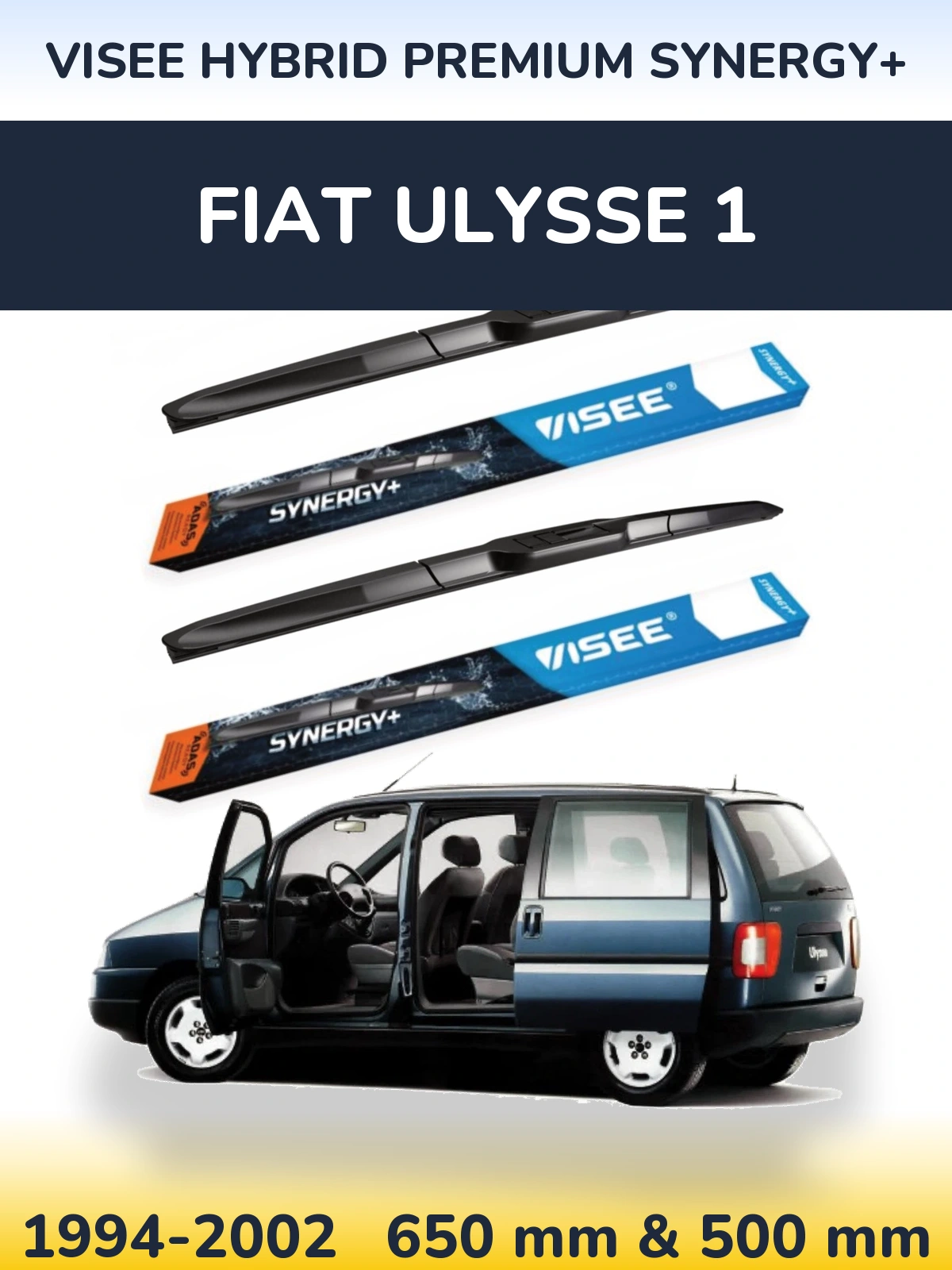 Комплект передніх щіток VISEE HYBRID PREMIUM SYNERGY+ 650 & 500 мм для Fiat Ulysse 1 1994-2002