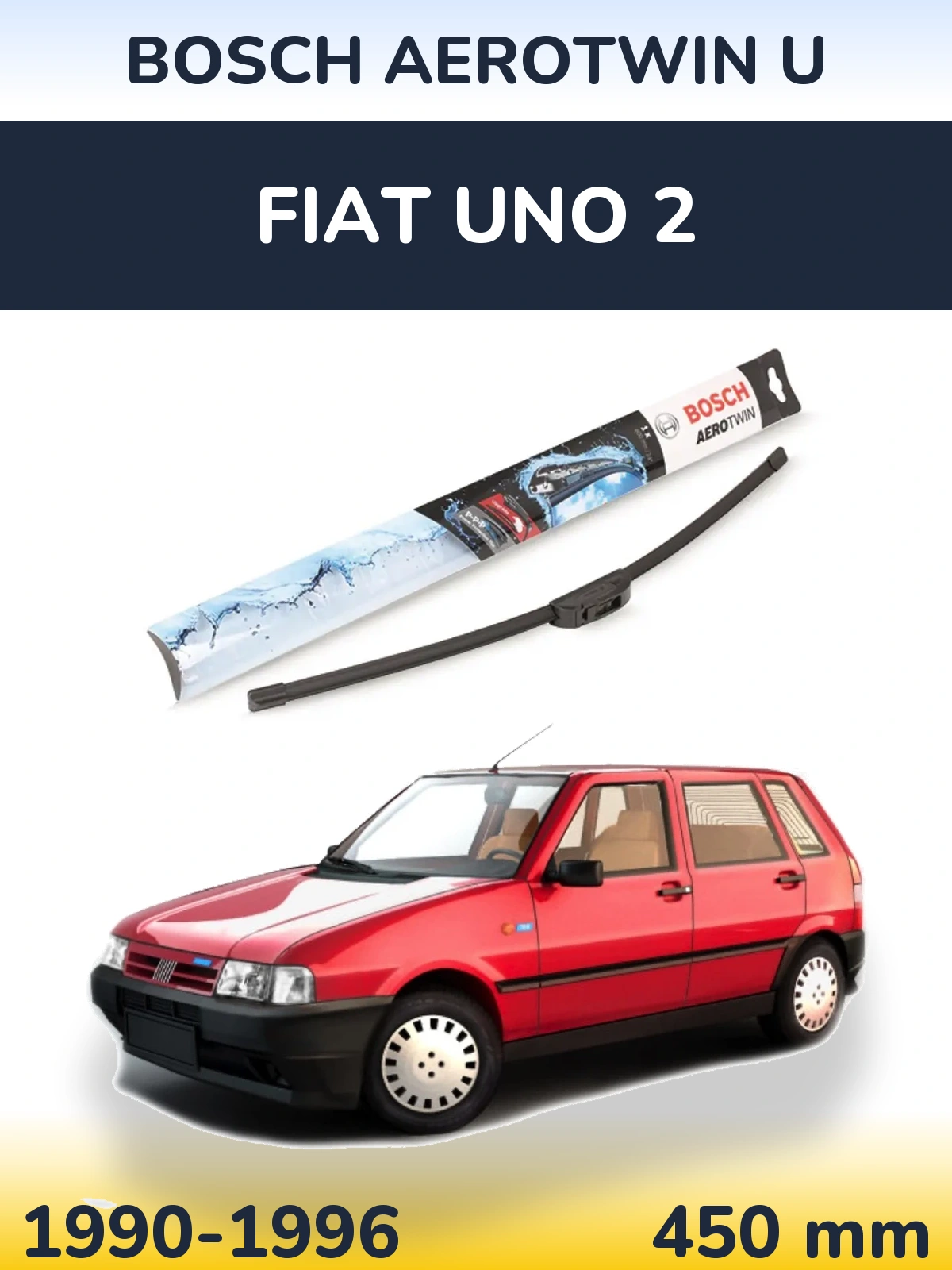 Front wiper blade BOSCH AeroTwin U 450 mm for Fiat Uno 2 1990-1996