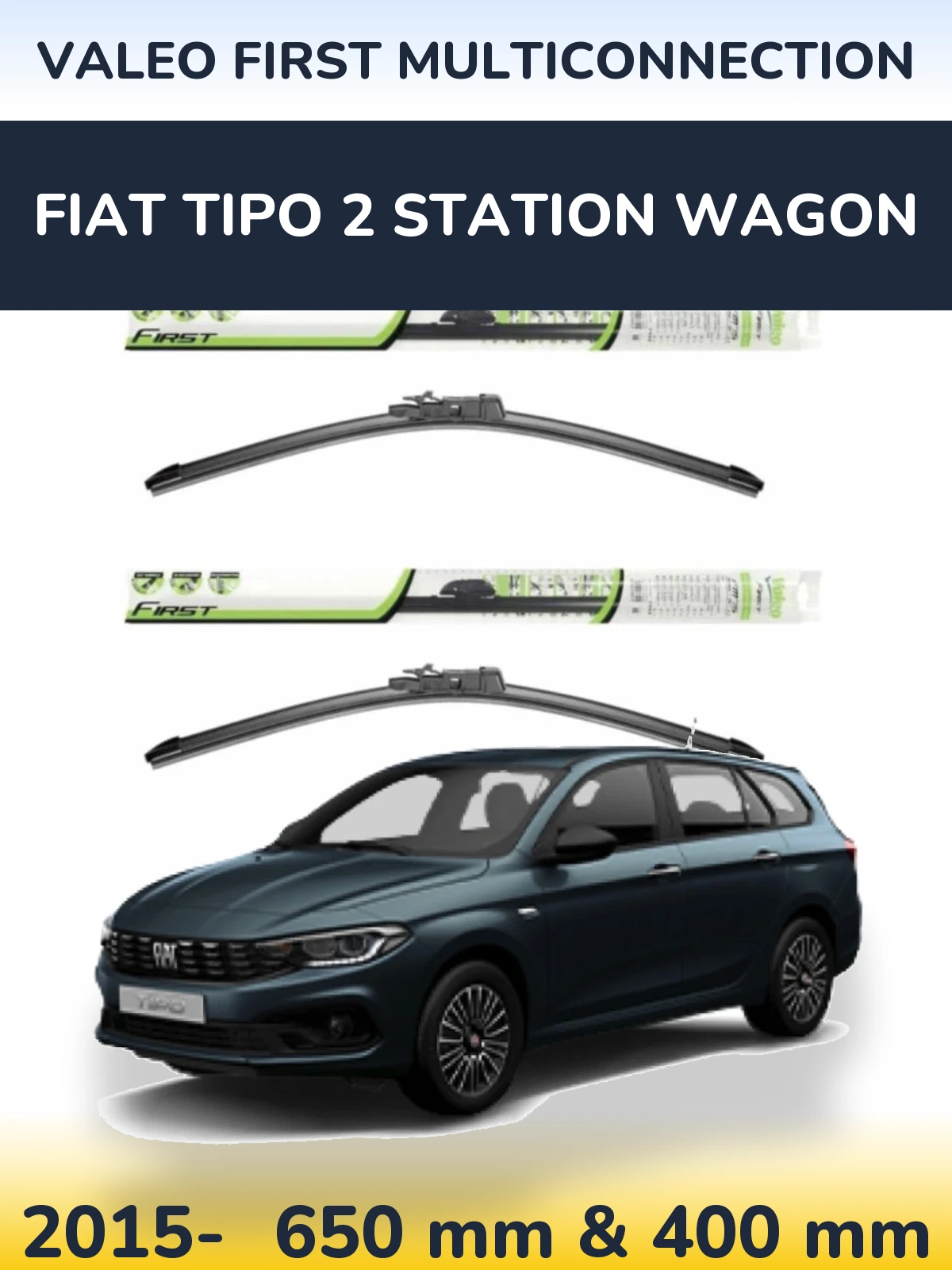 Комплект передних дворников Valeo First MultiConnection 650 & 400 мм для Fiat Tipo 2 Station Wagon 2015-2026