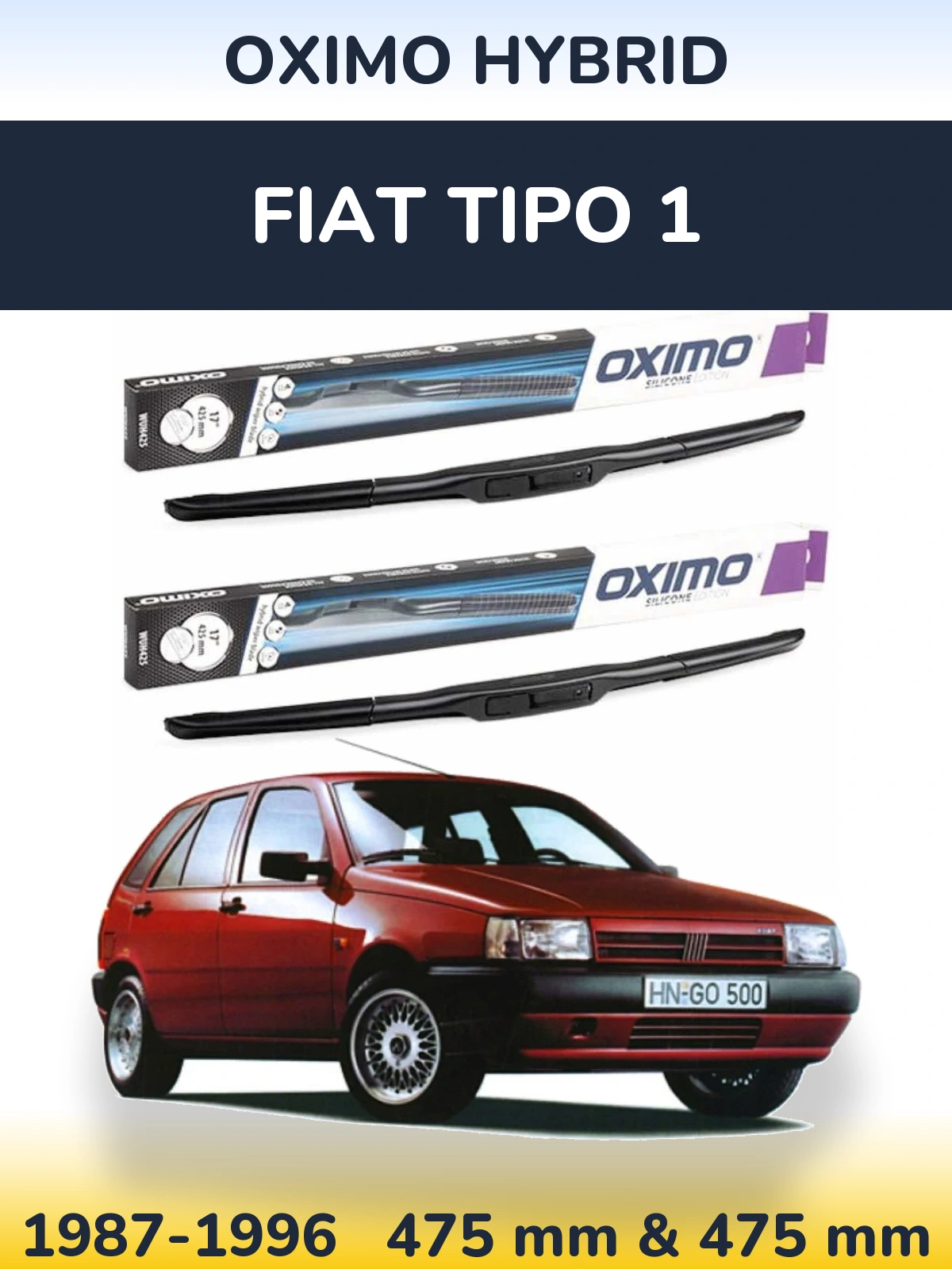 Комплект передніх щіток Oximo Hybrid 475 & 475 мм для Fiat Tipo 1 1987-1996