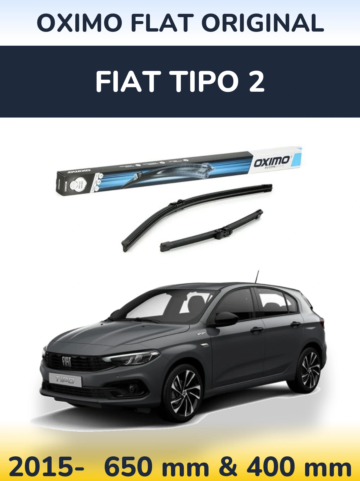 Комплект передніх щіток Oximo Flat Original 650 & 375 мм для Fiat Tipo 2 2015-2026