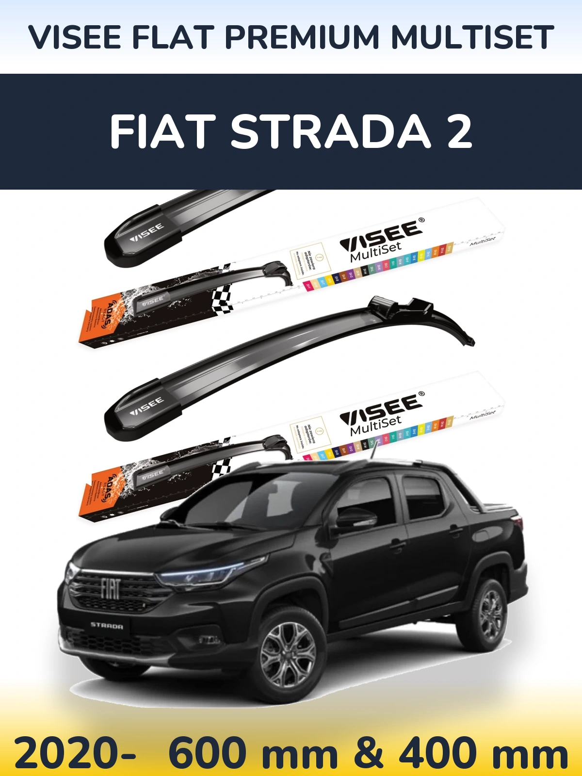 Torkarblad VISEE FLAT PREMIUM MultiSet för Fiat Strada 2
