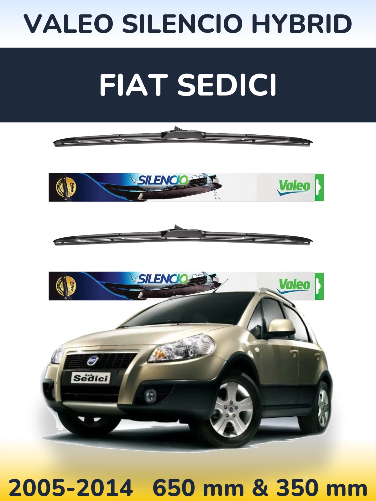 Torkarblad Valeo Silencio Hybrid för Fiat Sedici