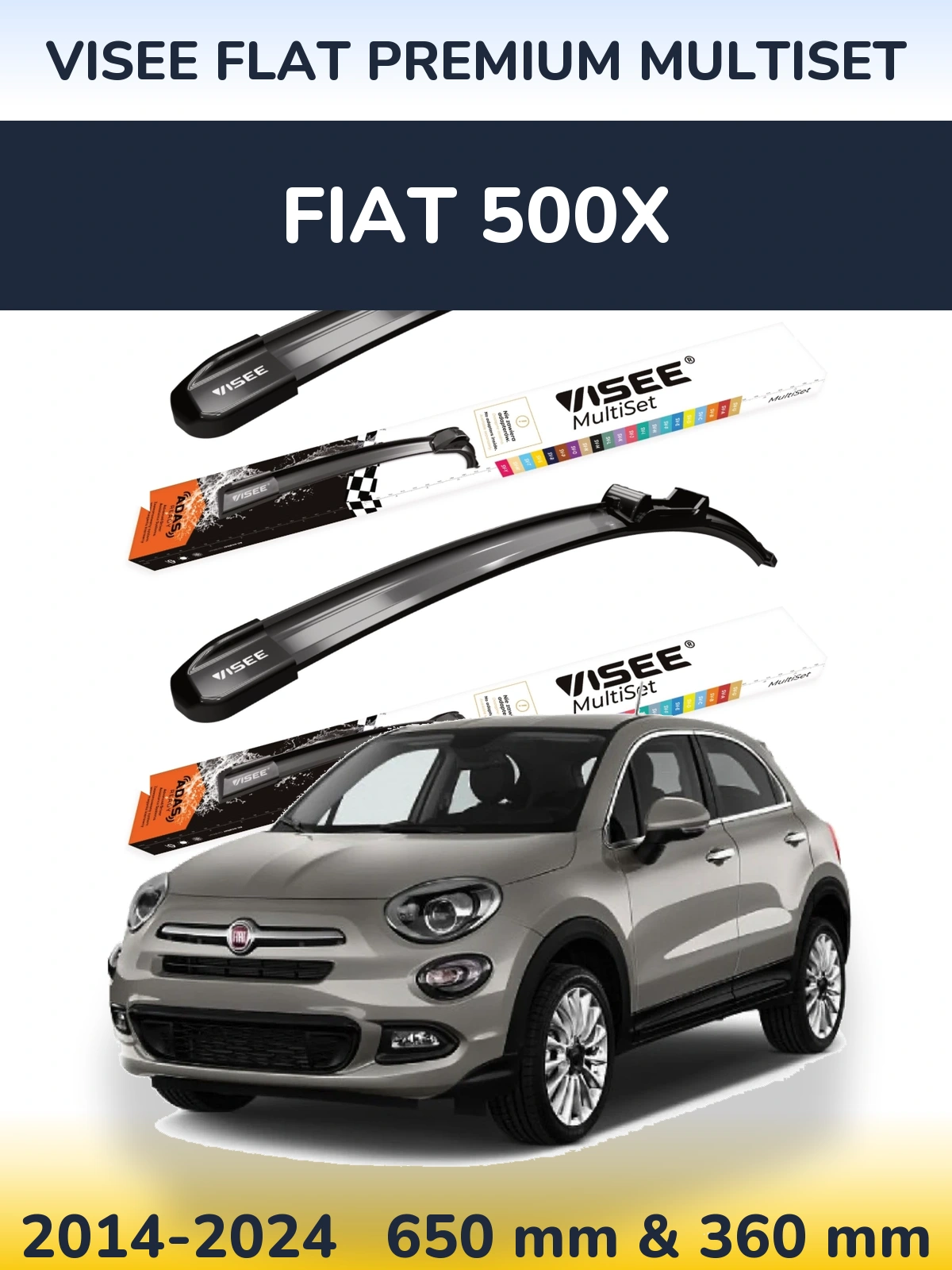Torkarblad VISEE FLAT PREMIUM MultiSet för Fiat 500X