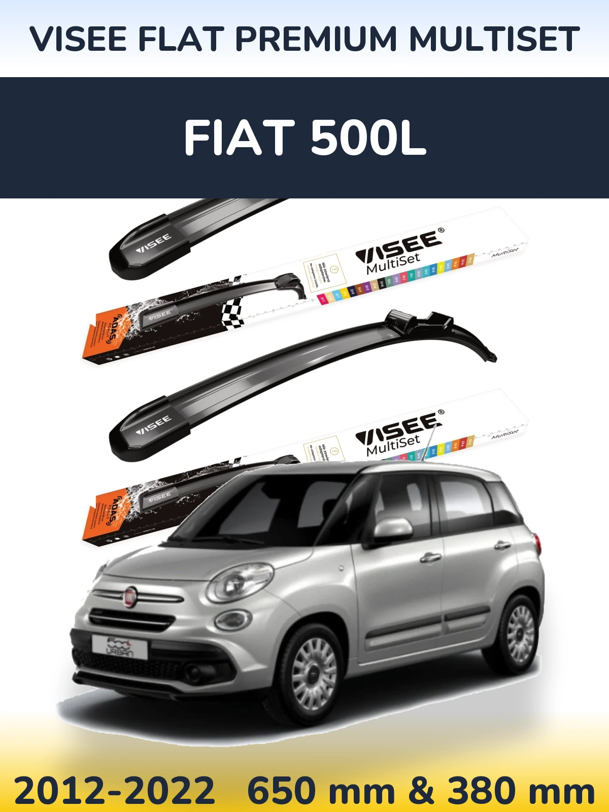 Torkarblad VISEE FLAT PREMIUM MultiSet för Fiat 500L