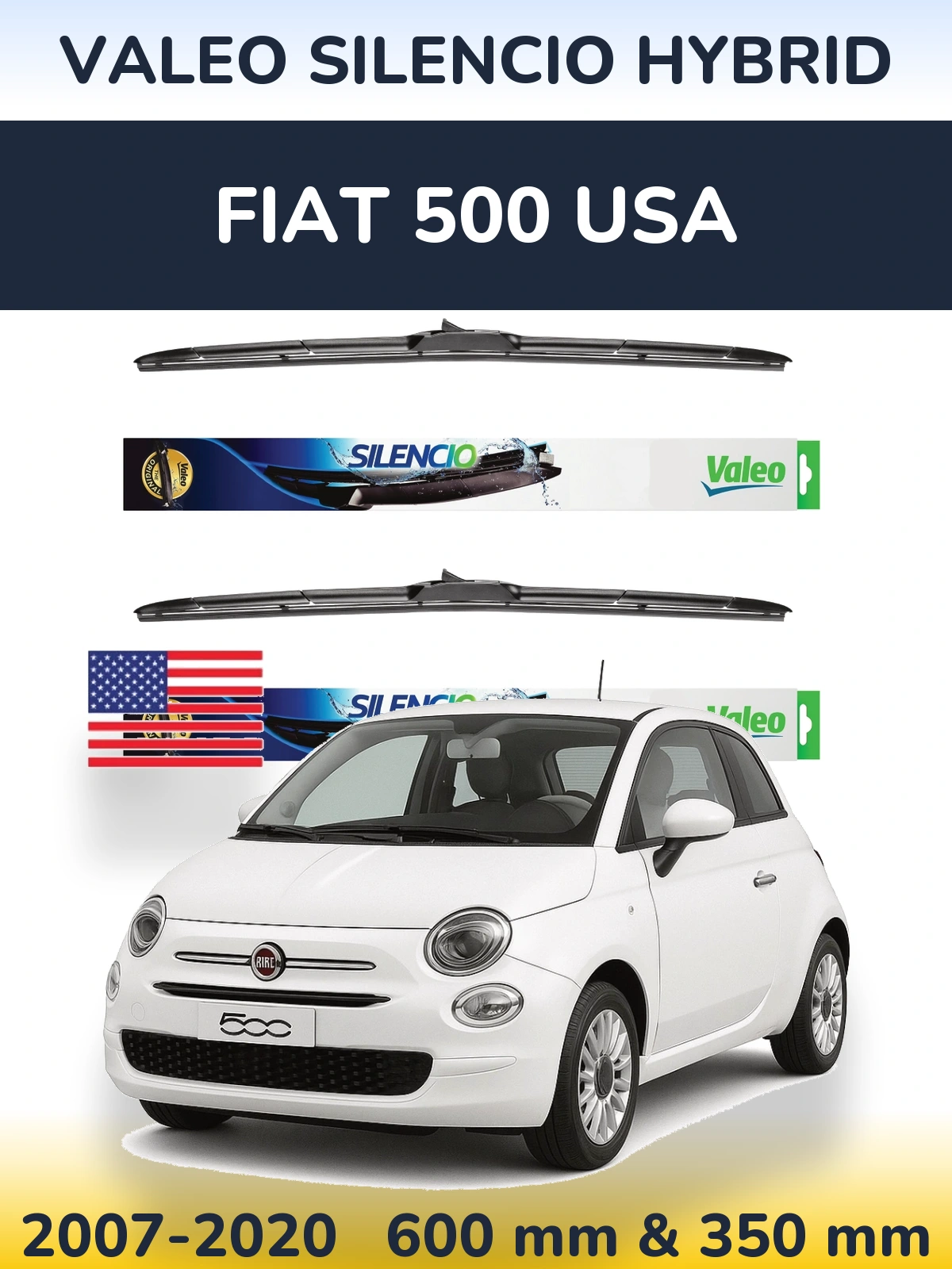 Torkarblad Valeo Silencio Hybrid för Fiat 500 USA