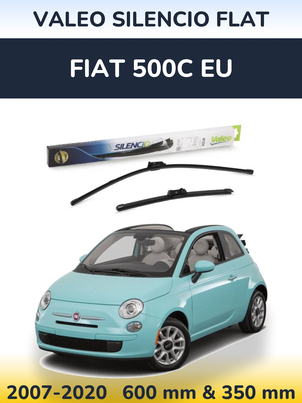 Torkarblad Valeo Silencio Flat för Fiat 500C EU