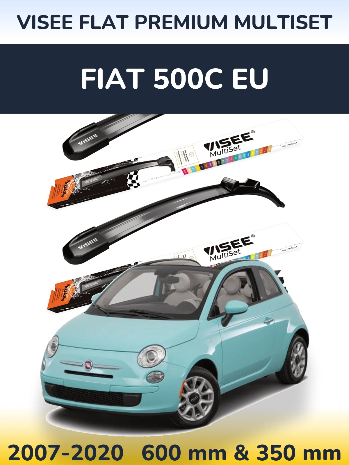 Torkarblad VISEE FLAT PREMIUM MultiSet för Fiat 500C EU