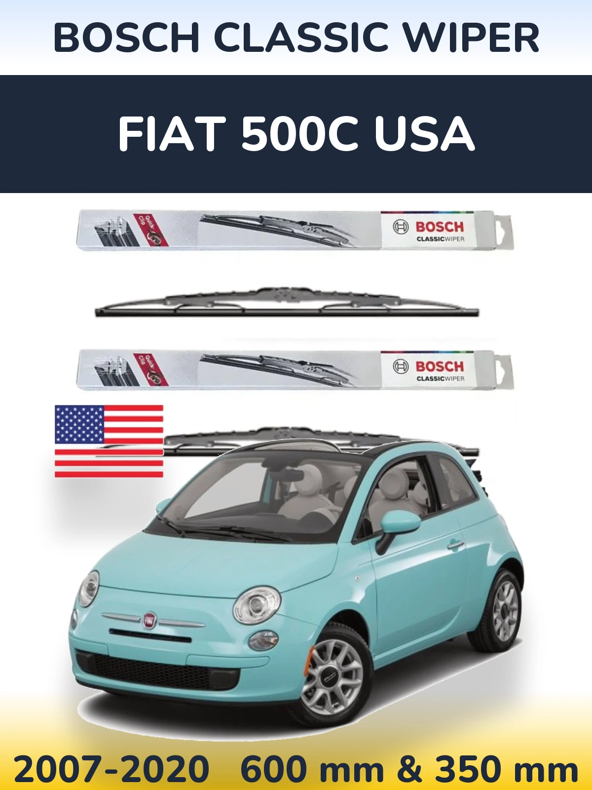 Torkarblad BOSCH Classic Wiper för Fiat 500C USA