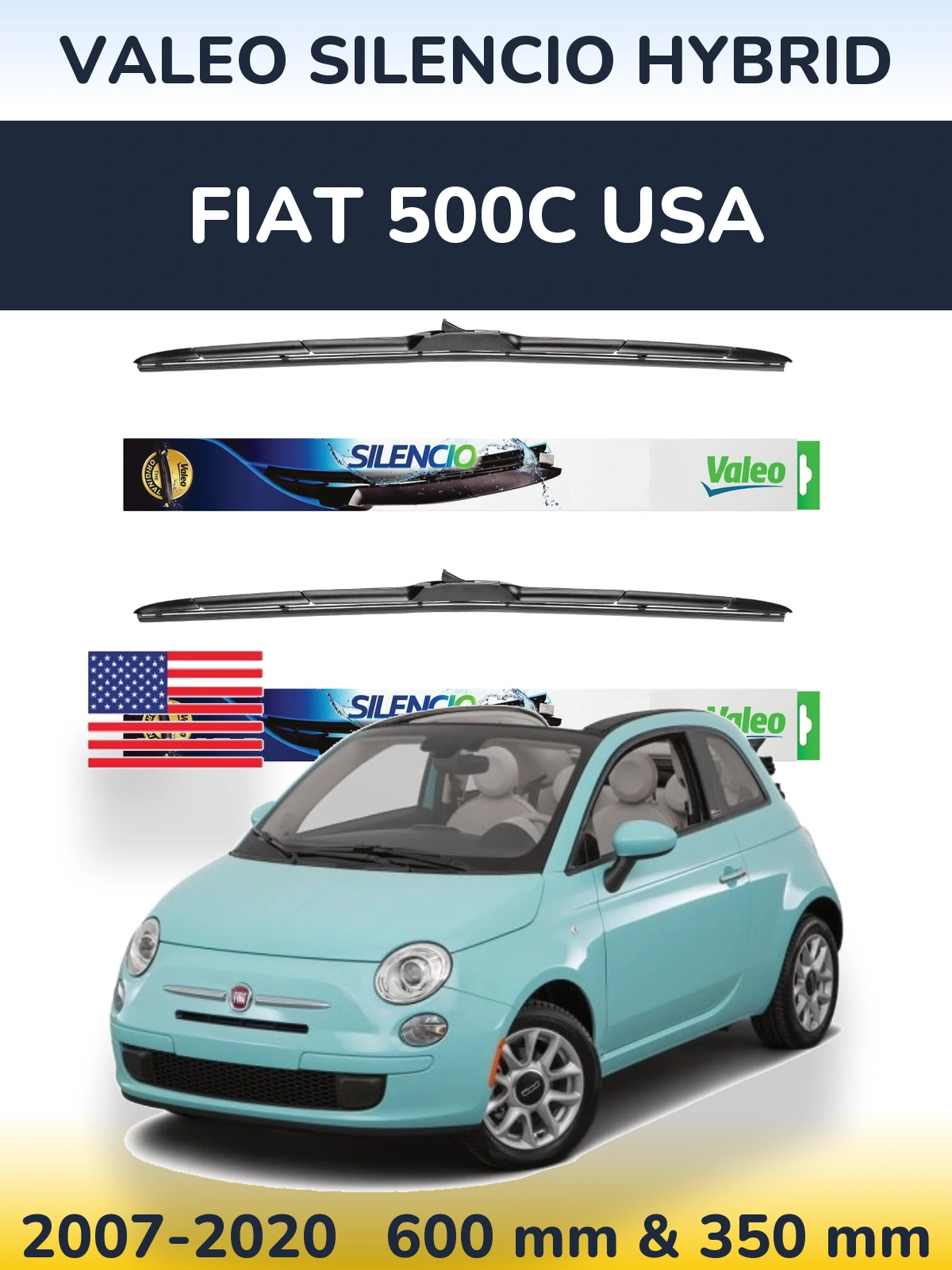 Torkarblad Valeo Silencio Hybrid för Fiat 500C USA