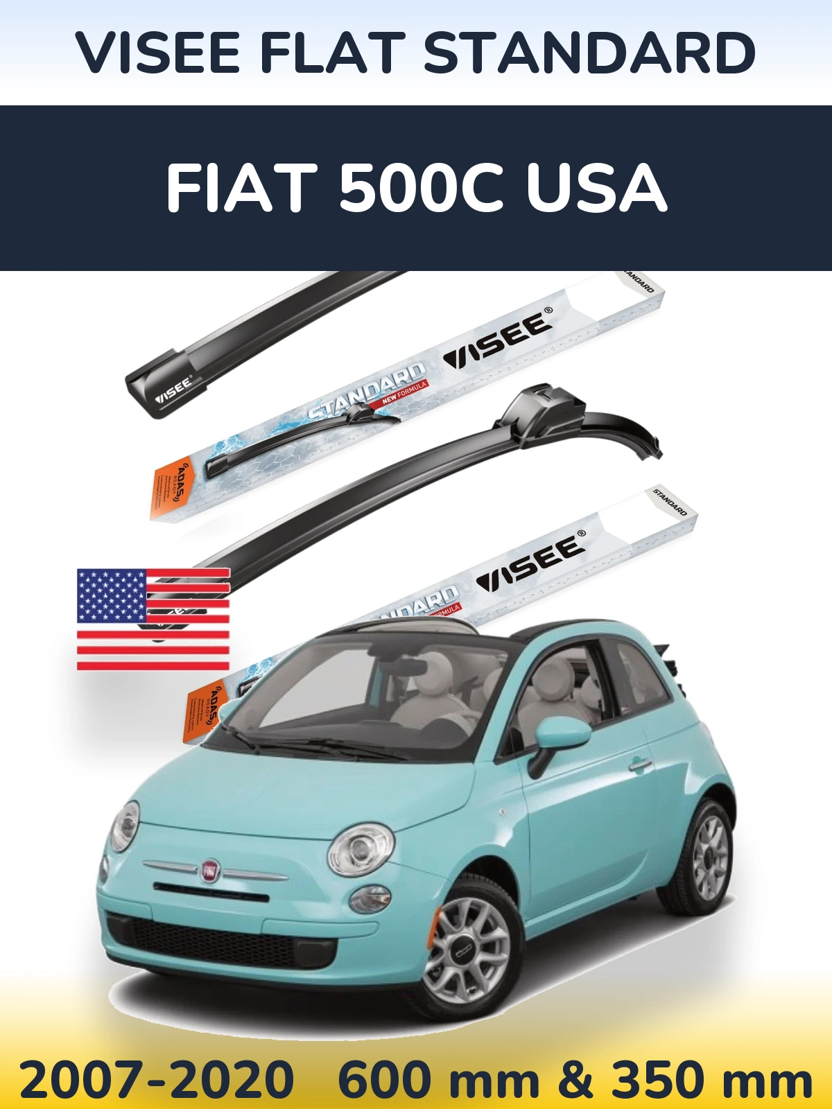 Torkarblad VISEE FLAT STANDARD för Fiat 500C USA