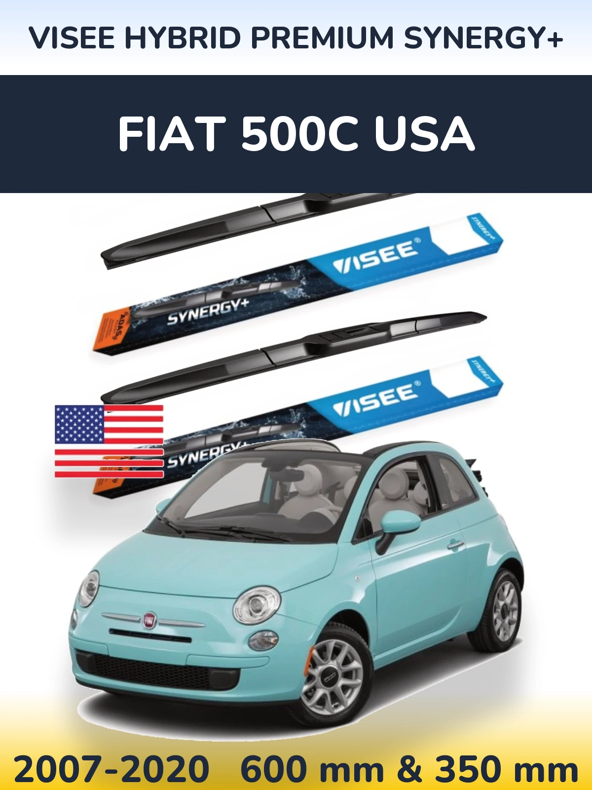 Torkarblad VISEE HYBRID PREMIUM SYNERGY+ för Fiat 500C USA