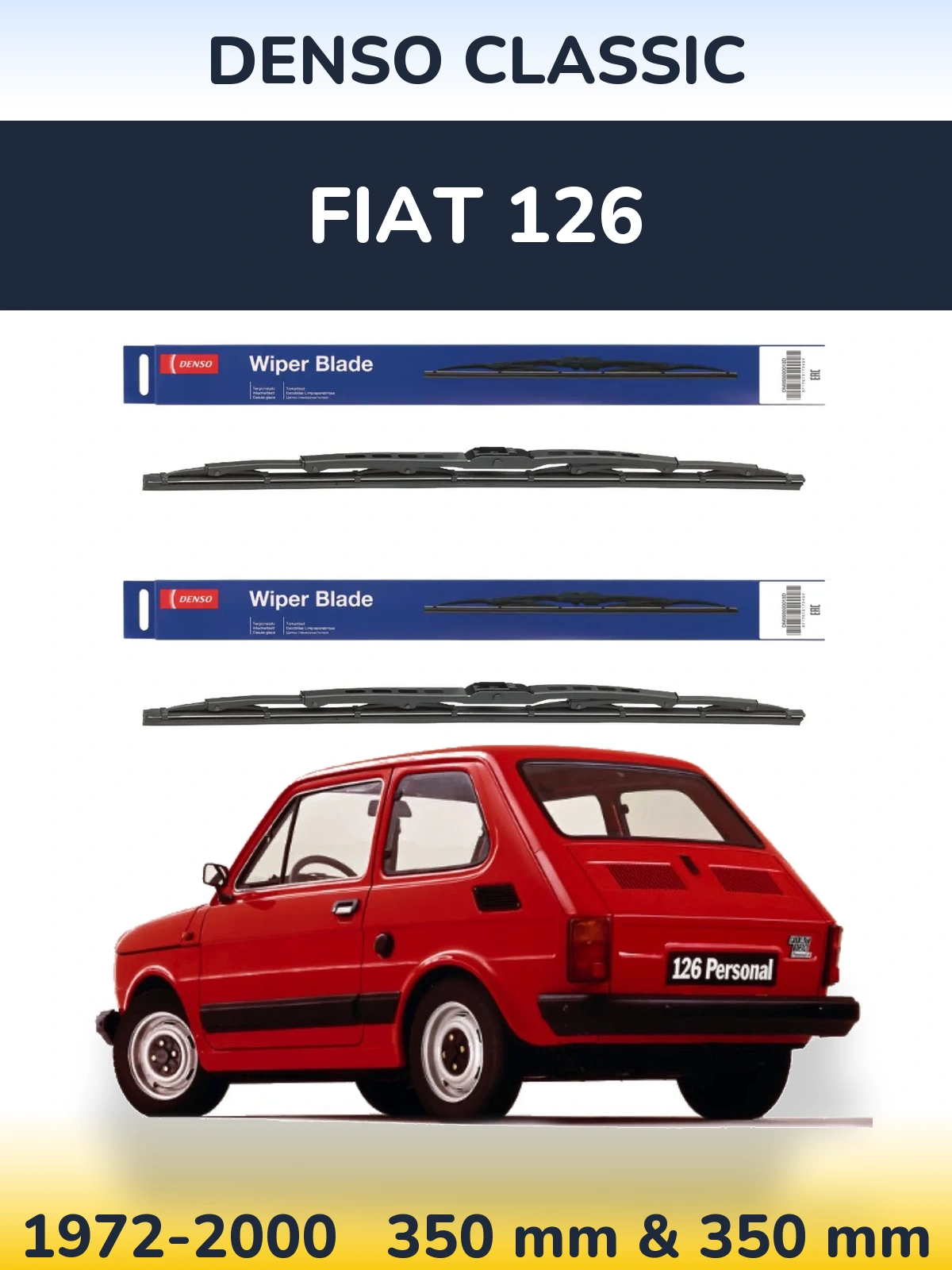 Комплект передних дворников Denso Classic 350 & 350 мм для Fiat 126 1972-2000