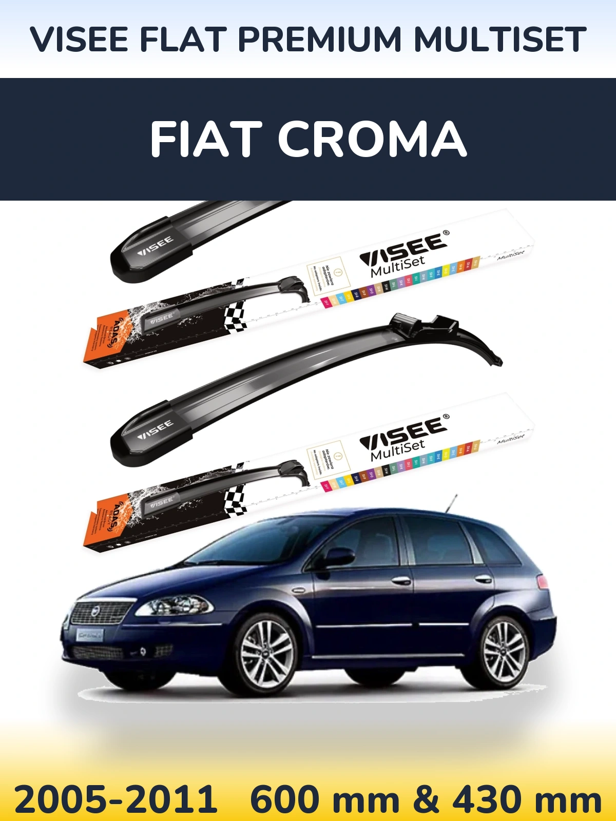 Torkarblad VISEE FLAT PREMIUM MultiSet för Fiat Croma