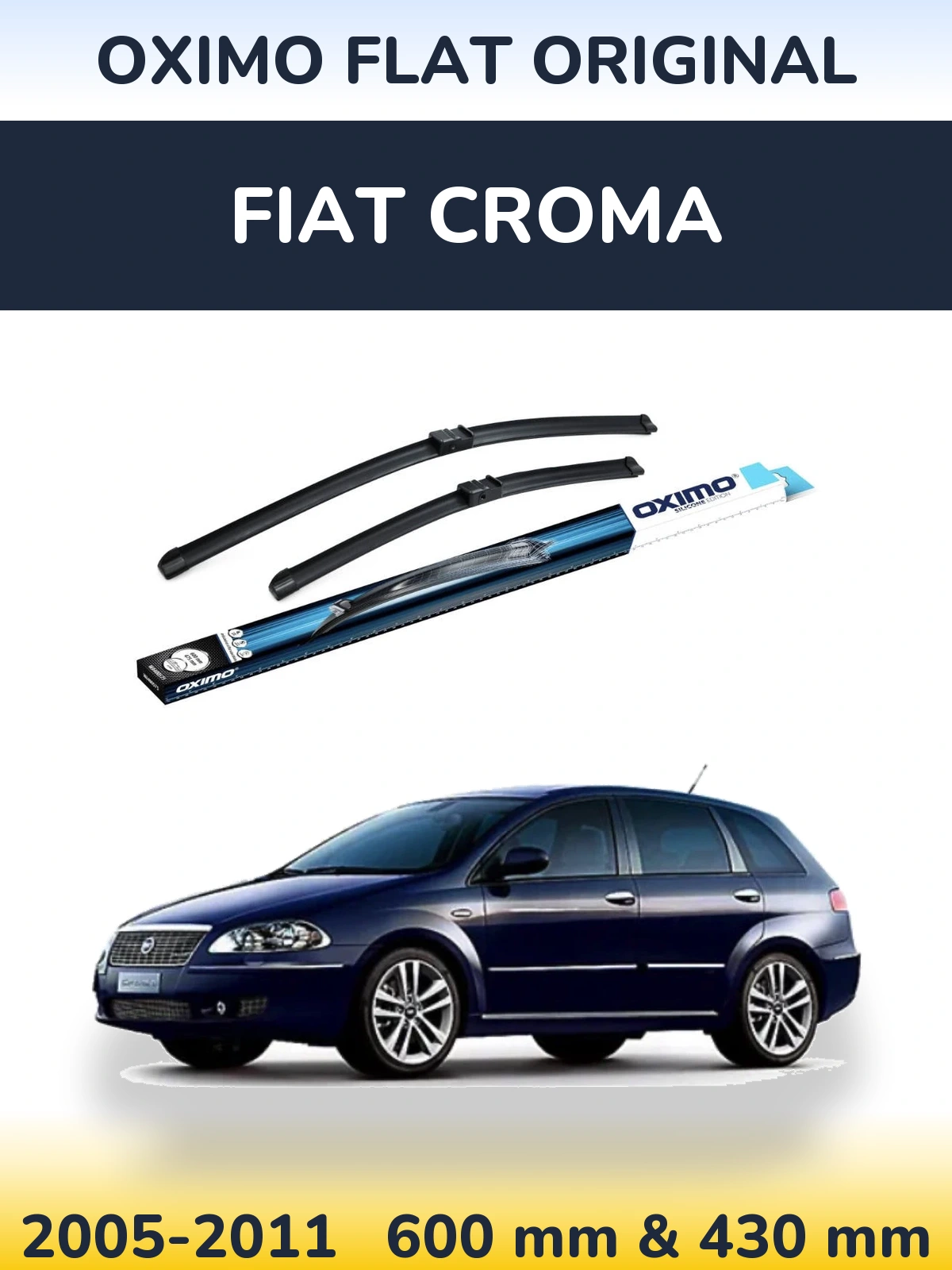 Комплект передних дворников Oximo Flat Original 600 & 430 мм для Fiat Croma 2005-2011