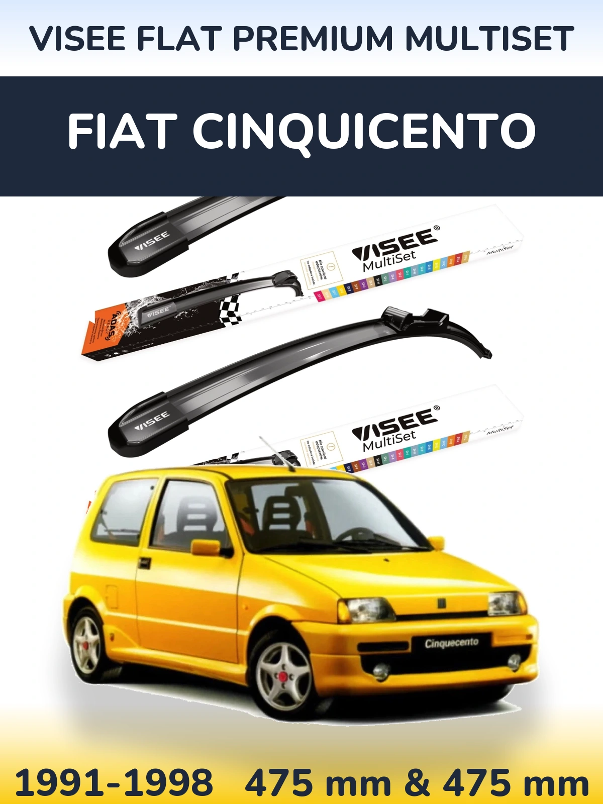 Torkarblad VISEE FLAT PREMIUM MultiSet för Fiat Cinquicento
