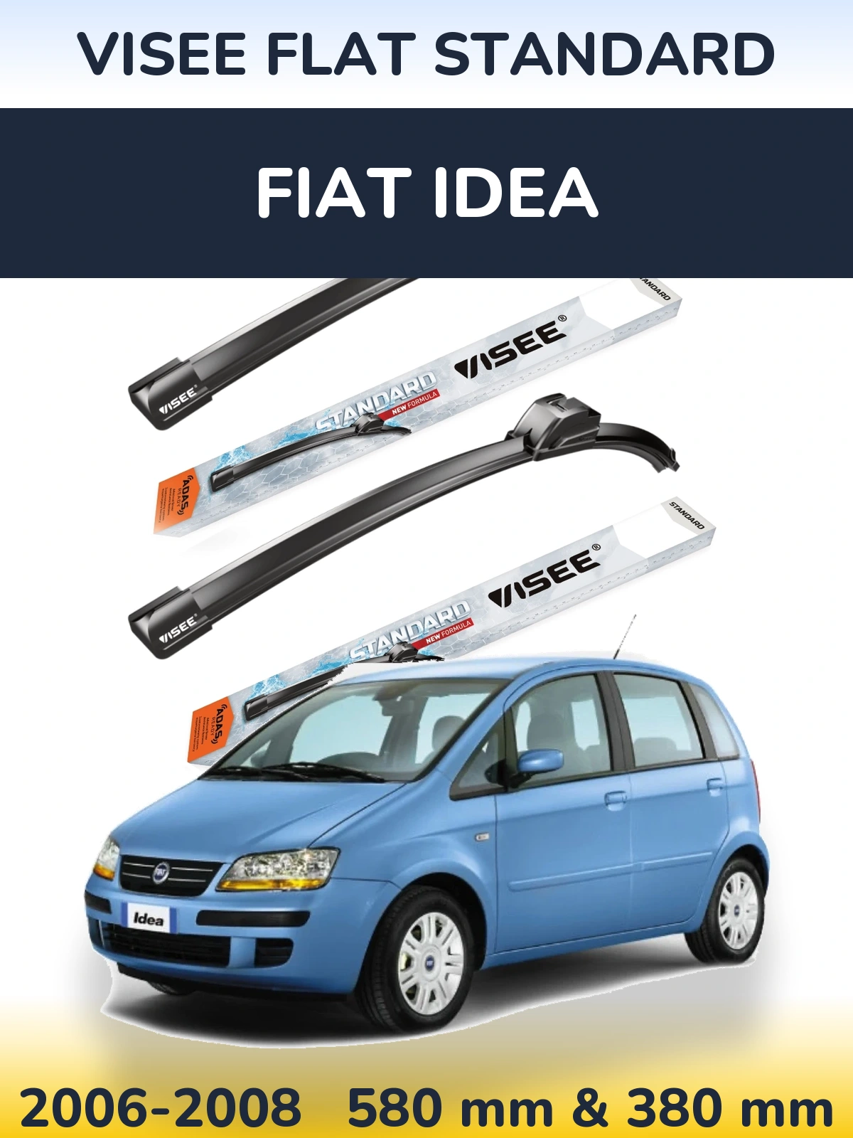 Torkarblad VISEE FLAT STANDARD för Fiat Idea