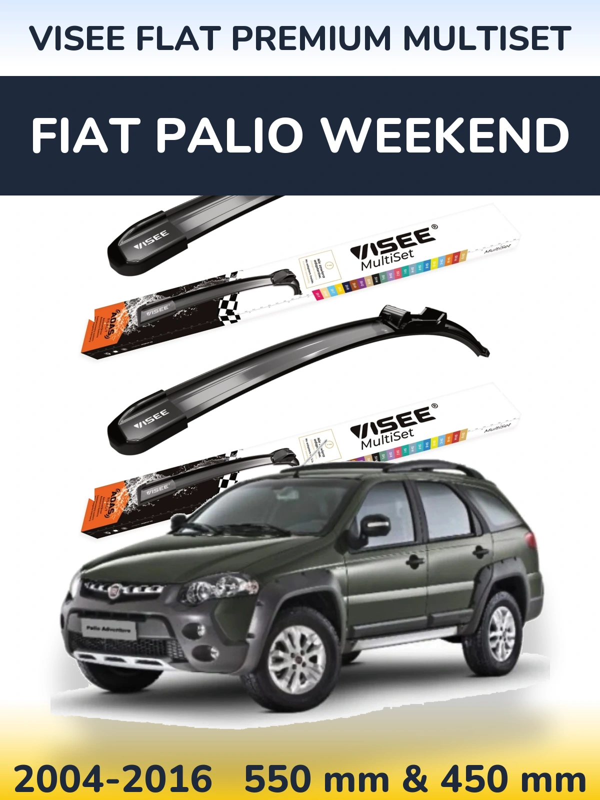 Torkarblad VISEE FLAT PREMIUM MultiSet för Fiat Palio Weekend