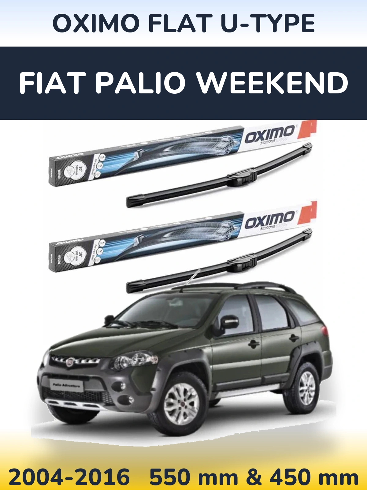 Комплект передніх щіток Oximo Flat U-type 550 & 450 мм для Fiat Palio Weekend 2004-2016