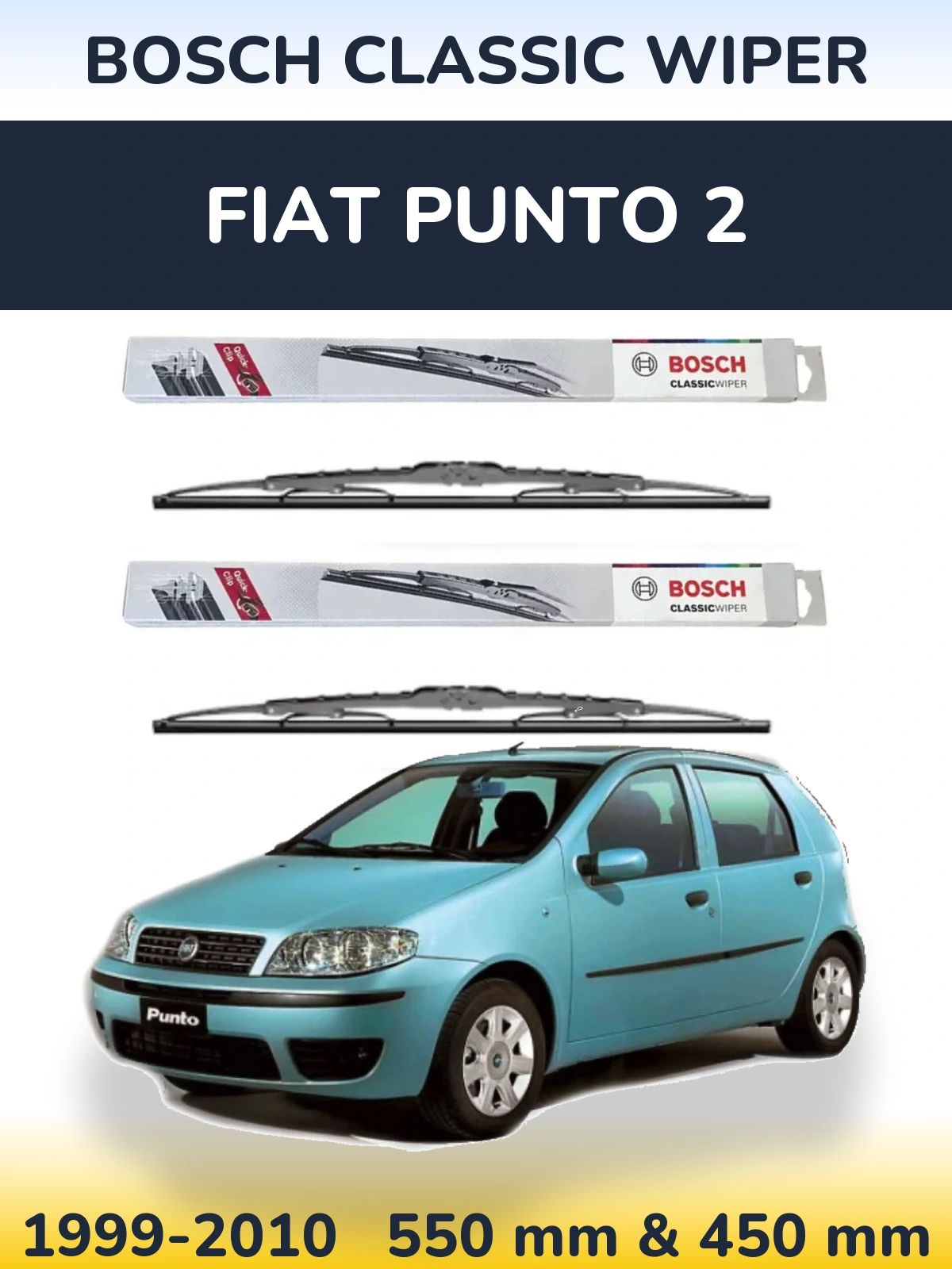 Комплект передних дворников BOSCH Classic Wiper 550 & 450 мм для Fiat Punto 2 1999-2010