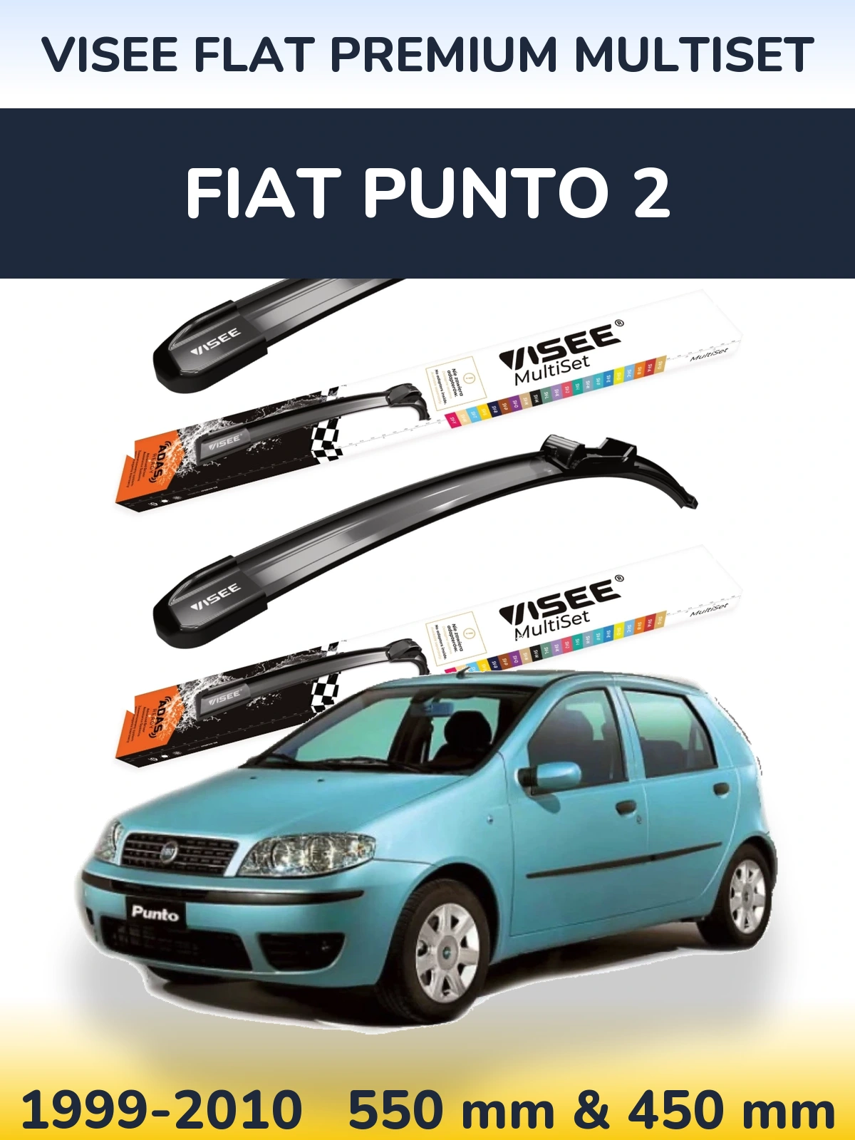 Torkarblad VISEE FLAT PREMIUM MultiSet för Fiat Punto 2