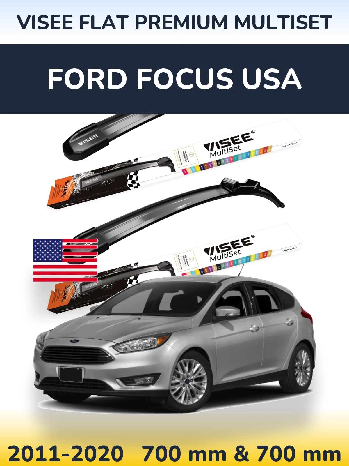Torkarblad VISEE FLAT PREMIUM MultiSet för Ford Focus USA