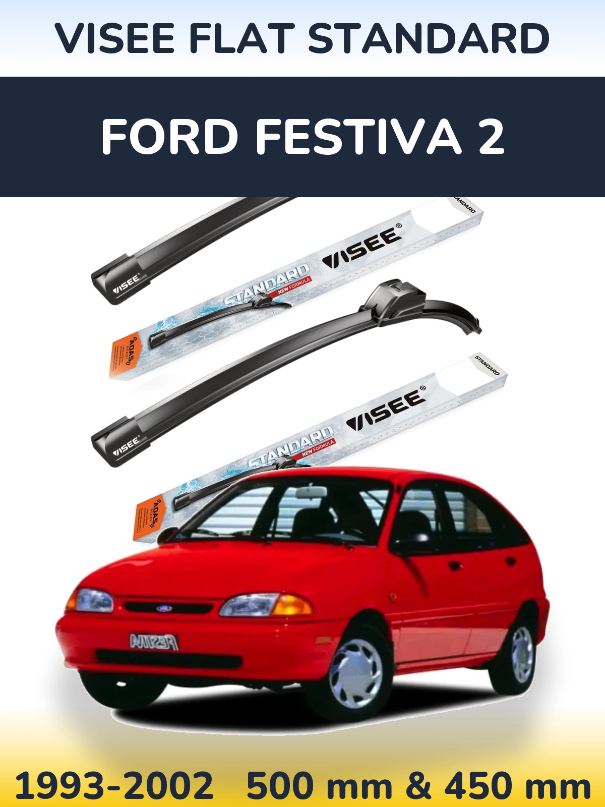 Torkarblad VISEE FLAT STANDARD för Ford Festiva 2