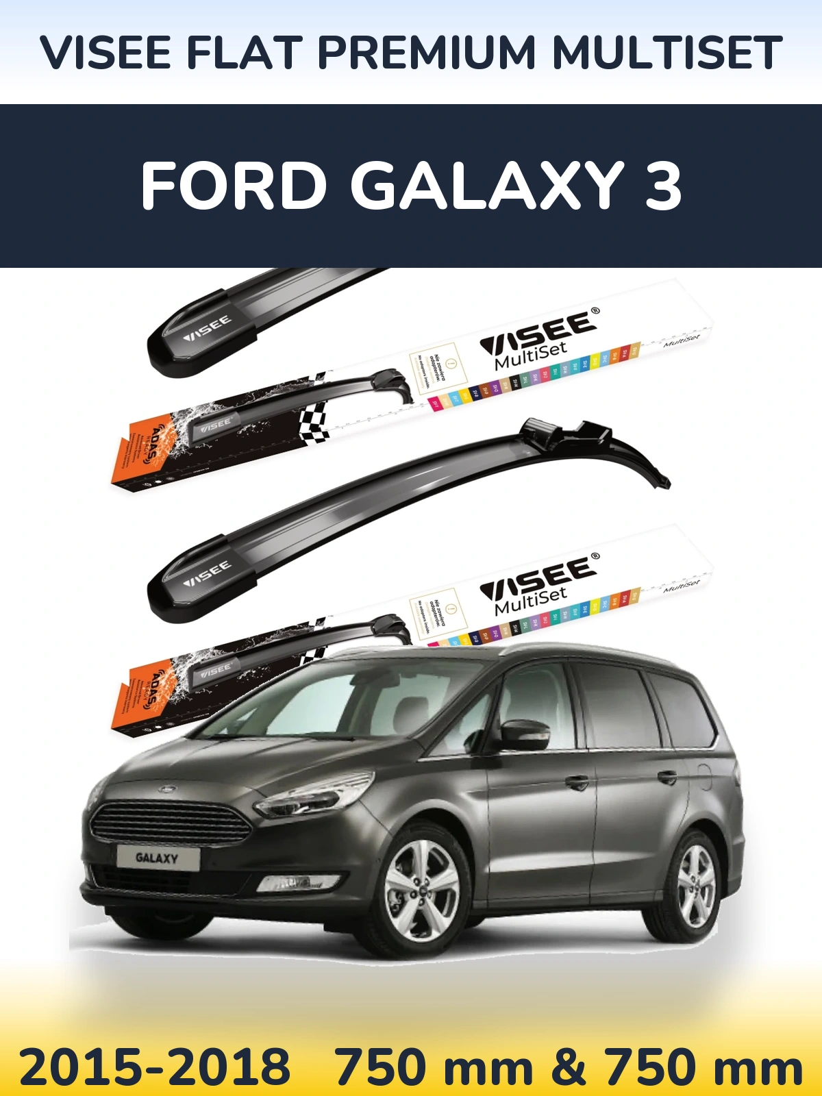 Torkarblad VISEE FLAT PREMIUM MultiSet för Ford Galaxy 3