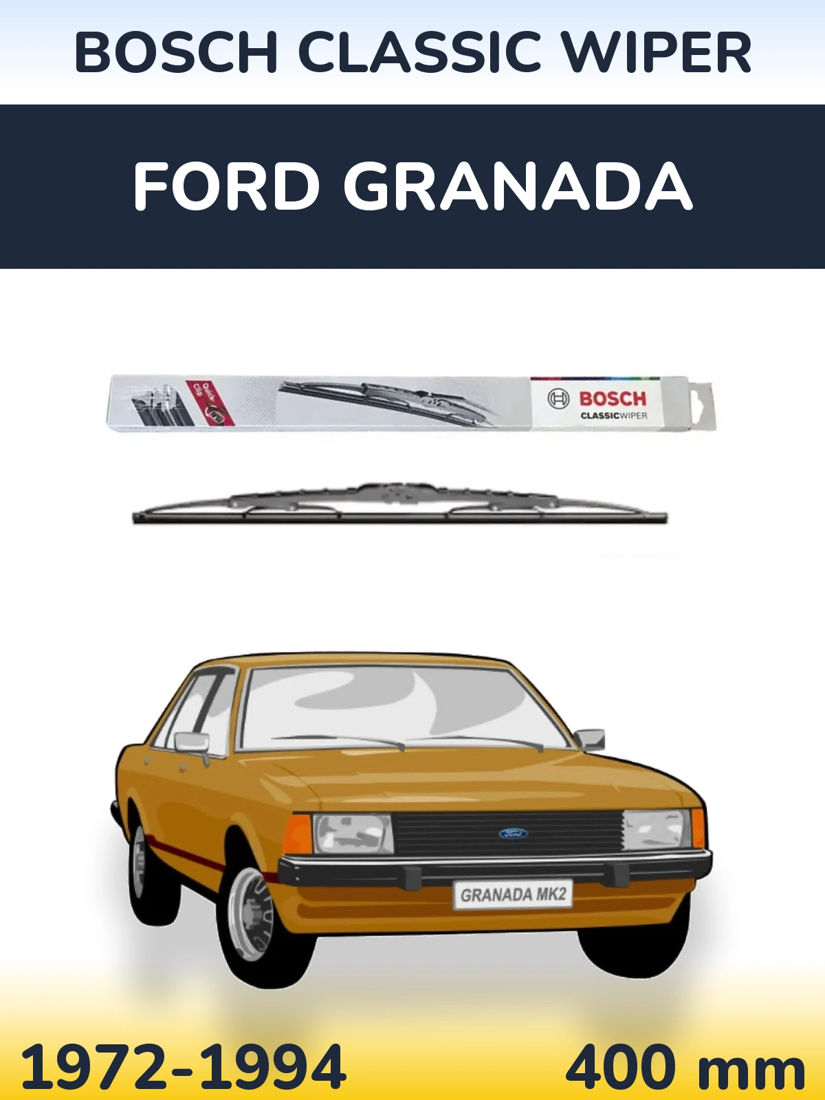 Задня щітка BOSCH Classic Wiper 400 мм для Ford Granada 1972-1994