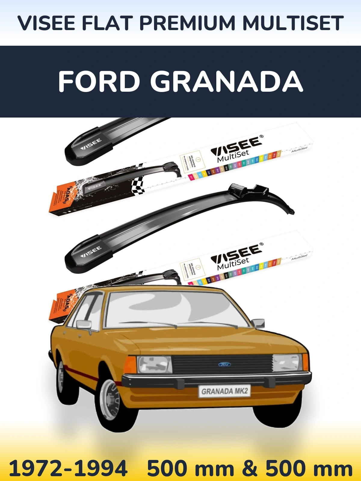 Torkarblad VISEE FLAT PREMIUM MultiSet för Ford Granada