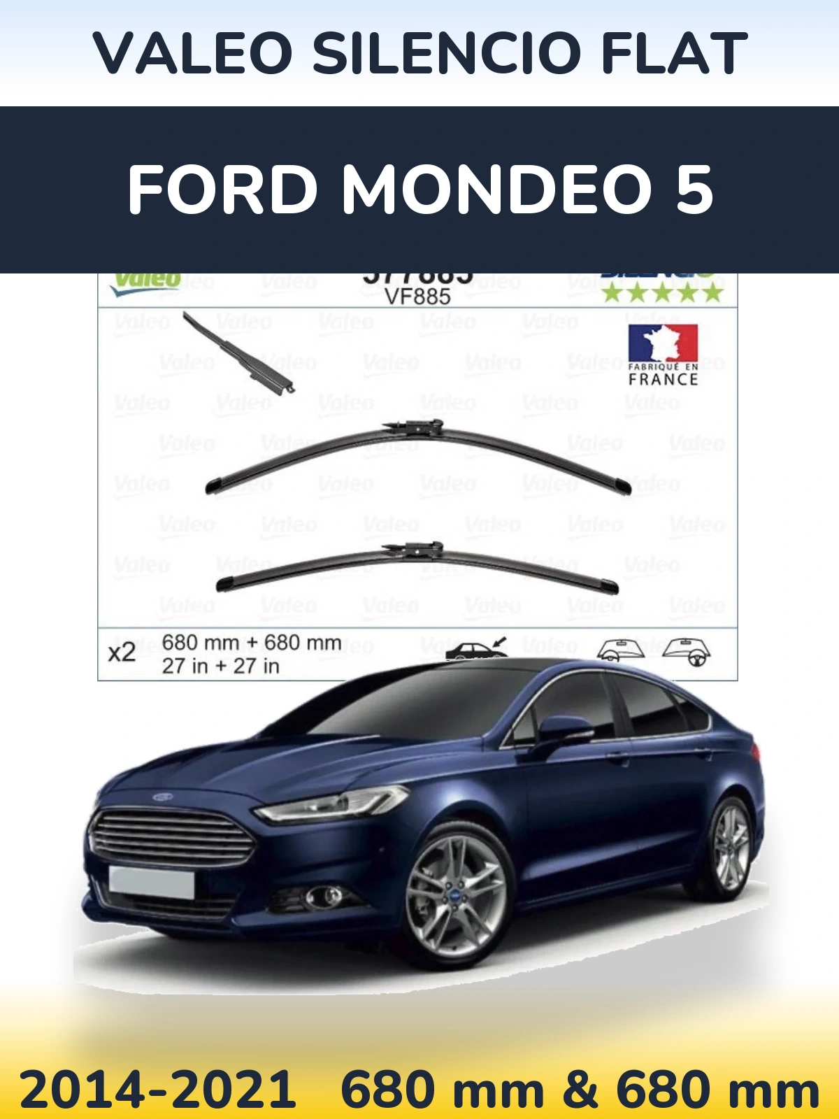Torkarblad Valeo Silencio Flat för Ford Mondeo 5