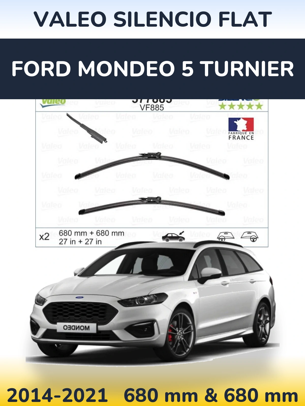 Torkarblad Valeo Silencio Flat för Ford Mondeo 5 Turnier
