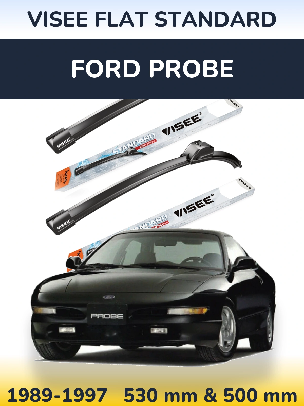 Комплект передних дворников VISEE FLAT STANDARD 530 & 500 мм для Ford Probe 1989-1997