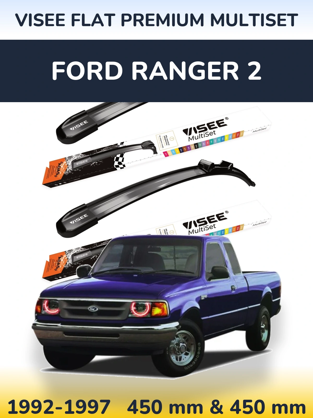 Torkarblad VISEE FLAT PREMIUM MultiSet för Ford Ranger 2