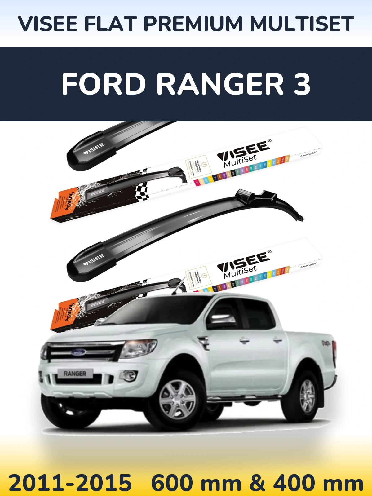Torkarblad VISEE FLAT PREMIUM MultiSet för Ford Ranger 3