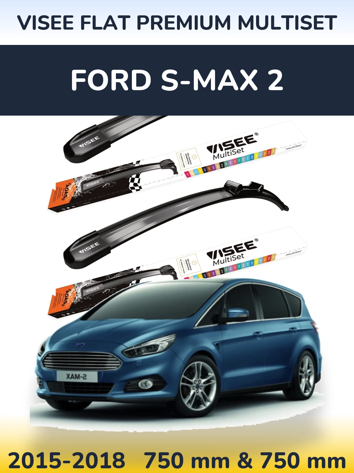 Torkarblad VISEE FLAT PREMIUM MultiSet för Ford S-MAX 2