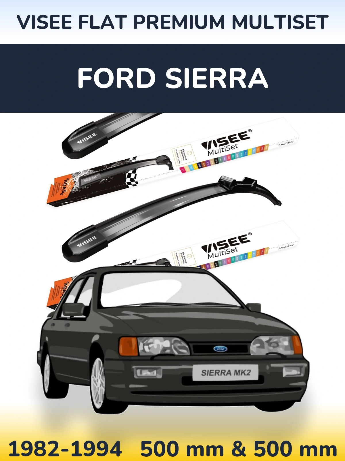 Torkarblad VISEE FLAT PREMIUM MultiSet för Ford Sierra