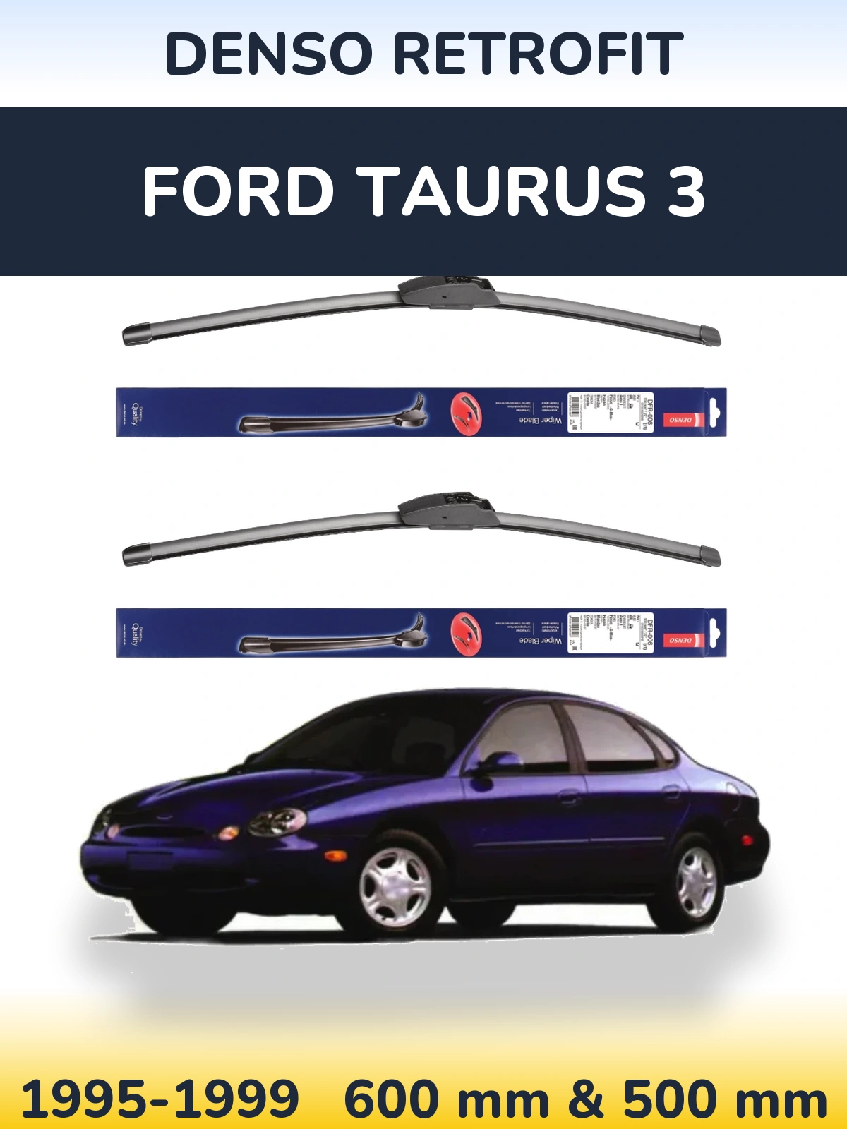 Комплект передних дворников Denso Retrofit 600 & 500 мм для Ford Taurus 3 1995-1999