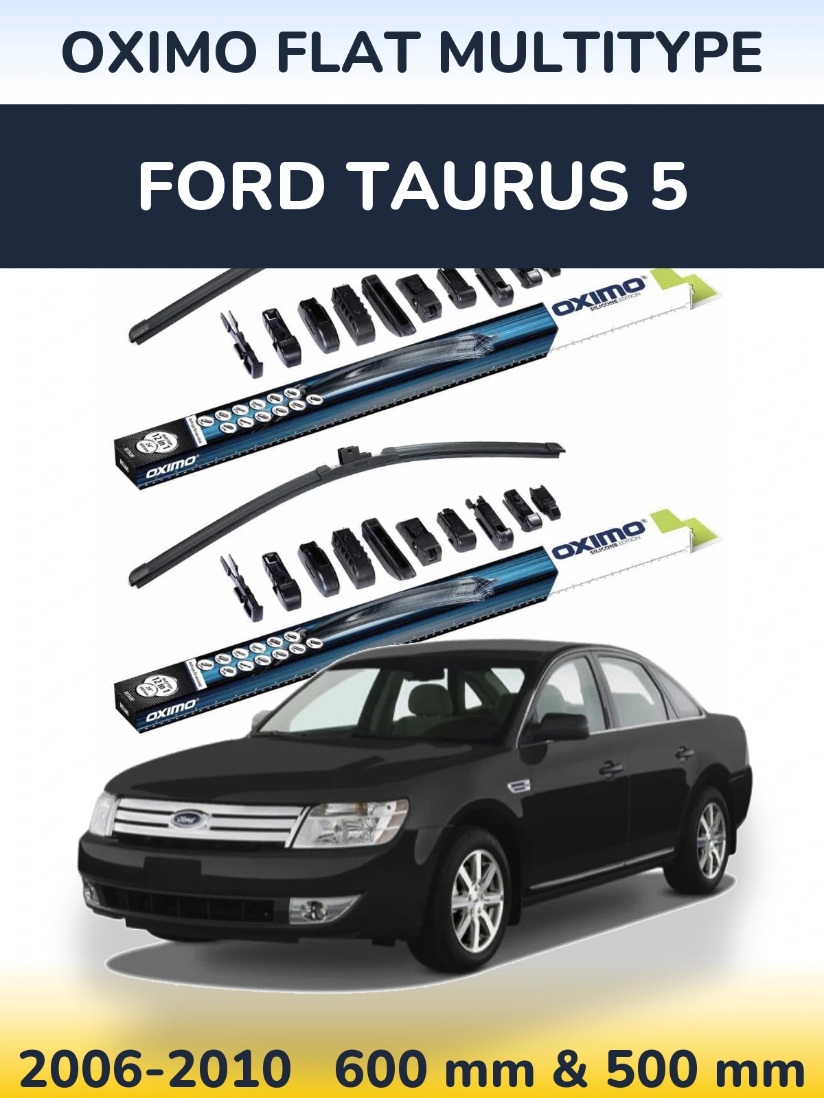 Комплект передних дворников Oximo Flat MultiТипe 600 & 500 мм для Ford Taurus 5 2006-2010