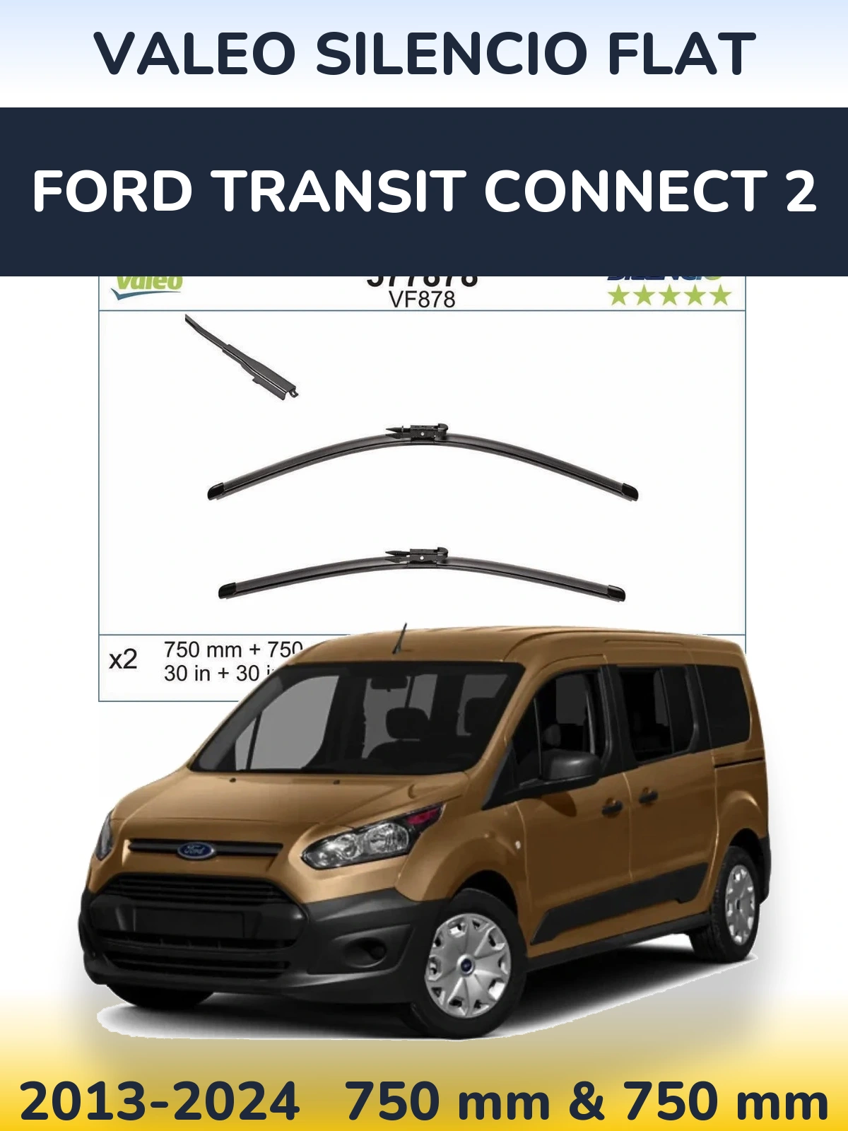 Torkarblad Valeo Silencio Flat för Ford Transit Connect 2