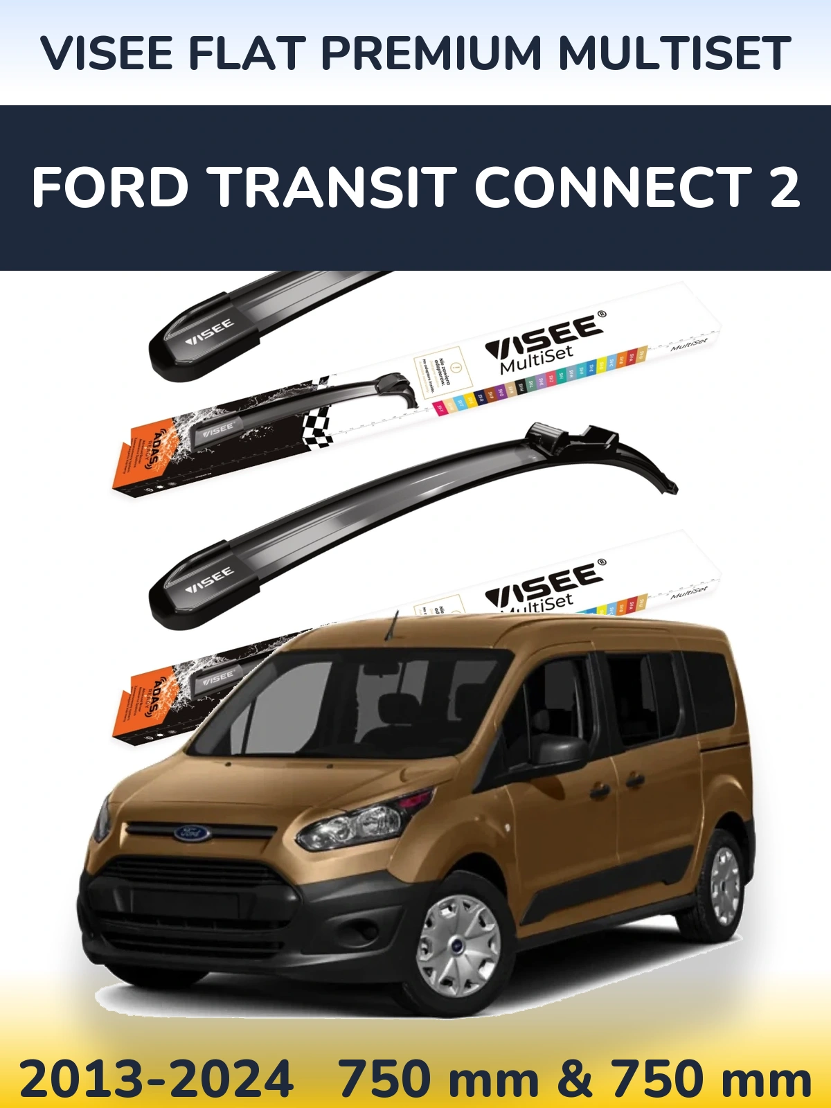 Torkarblad VISEE FLAT PREMIUM MultiSet för Ford Transit Connect 2