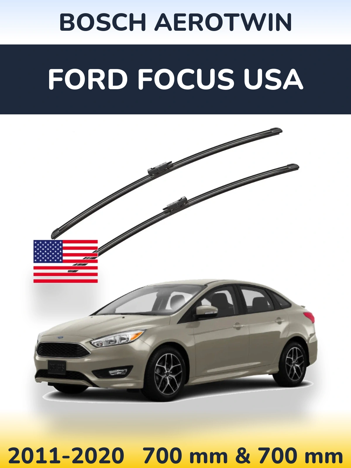 Комплект передних дворников BOSCH AeroTwin 700 & 700 мм для Ford Focus USA 2011-2020