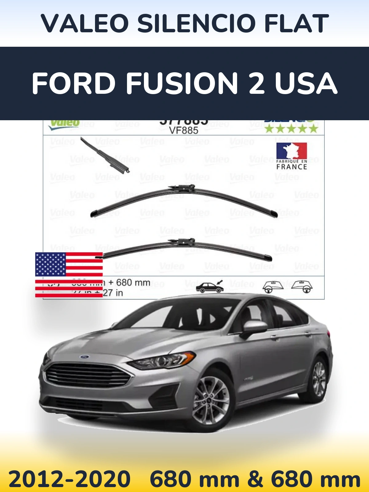 Torkarblad Valeo Silencio Flat för Ford Fusion 2 USA