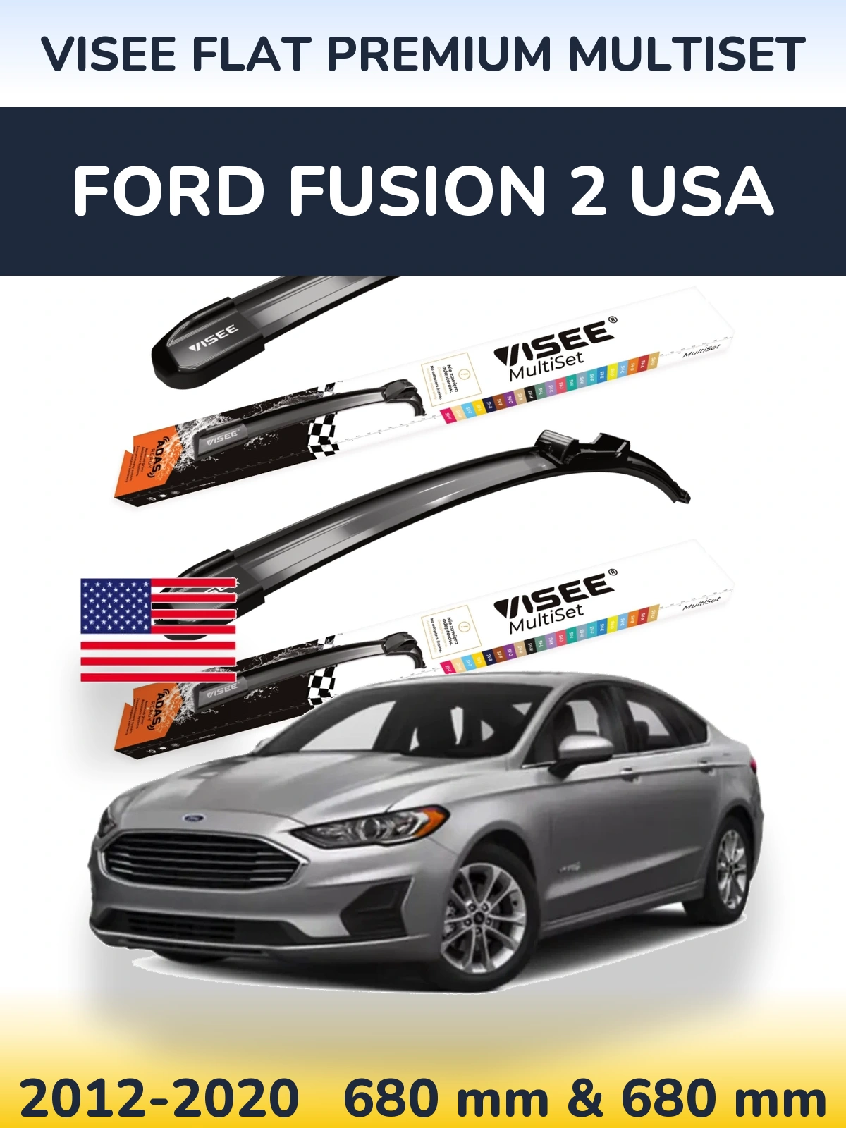 Torkarblad VISEE FLAT PREMIUM MultiSet för Ford Fusion 2 USA